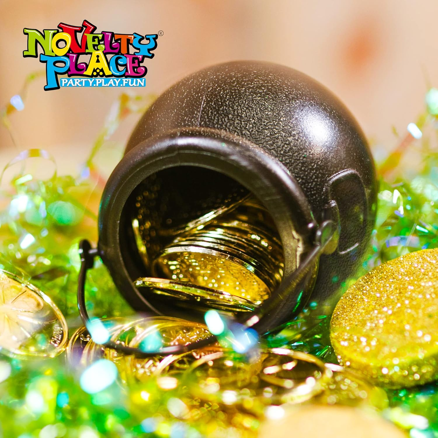 Novelty Place 12 Pcs Spooky Halloween Candy Cauldrons - Mini Black Cauldron Children Bucket Toys for St. Patrick&rsquo;S Day Pot of Gold, Trick or Treat, Halloween Decoration and Kid Birthday Party Favors image number 3