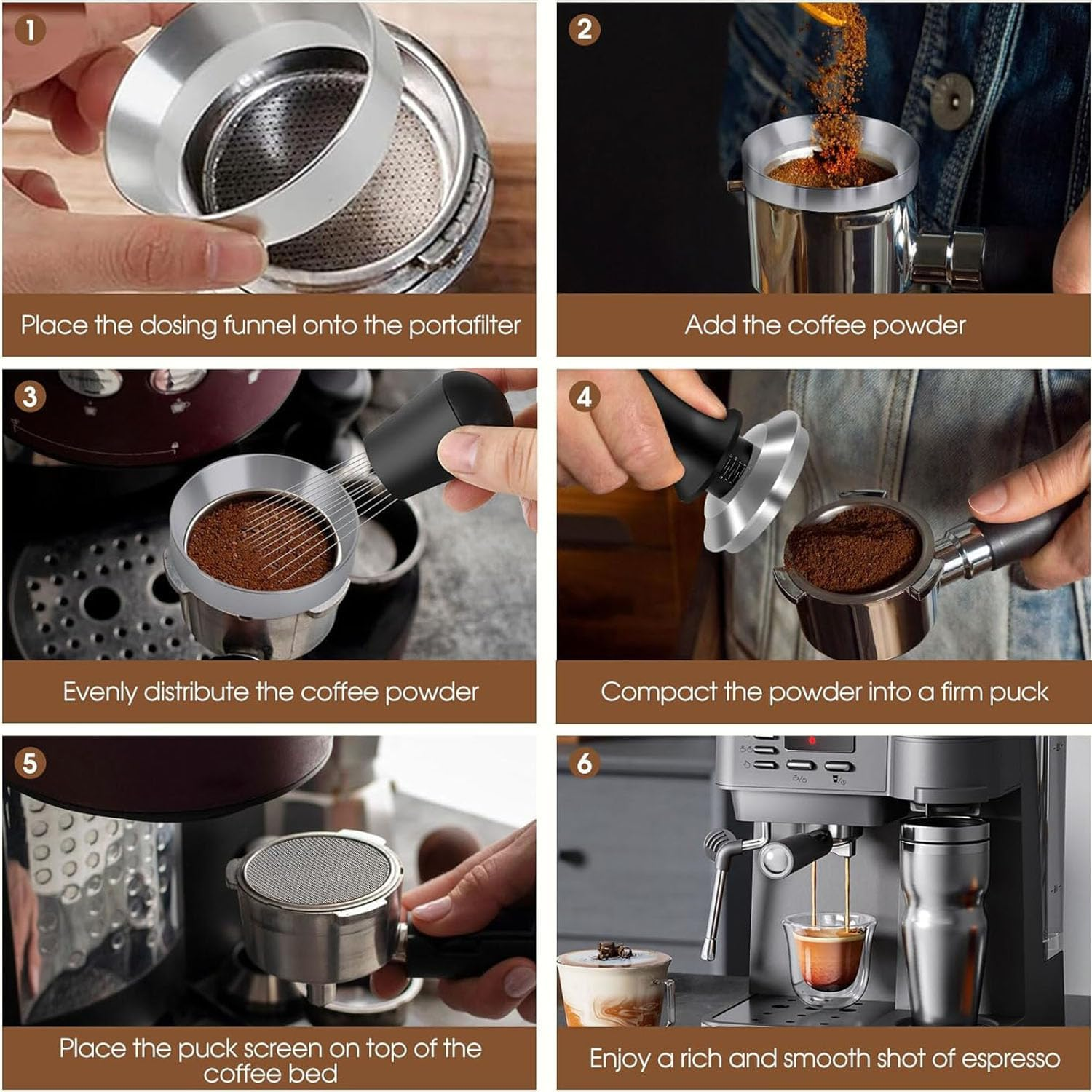 51Mm Espresso Accessories Kit - Calibrated Spring-Loaded Tamper (30Lbs), WDT Tool with 0.35Mm Needles & Magnetic Dosing Funnel | Barista-Grade Set for 51Mm Portafilters & Espresso Machines image number 4