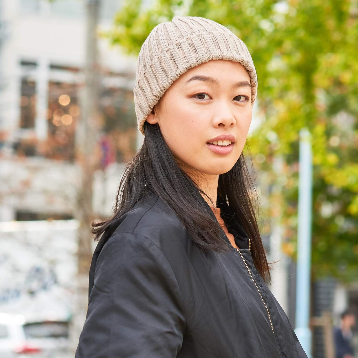 CHARM Mens Fisherman'S Beanie Hat - Cotton Slouch Cap Women Chemo Knit Winter - Black image number 4