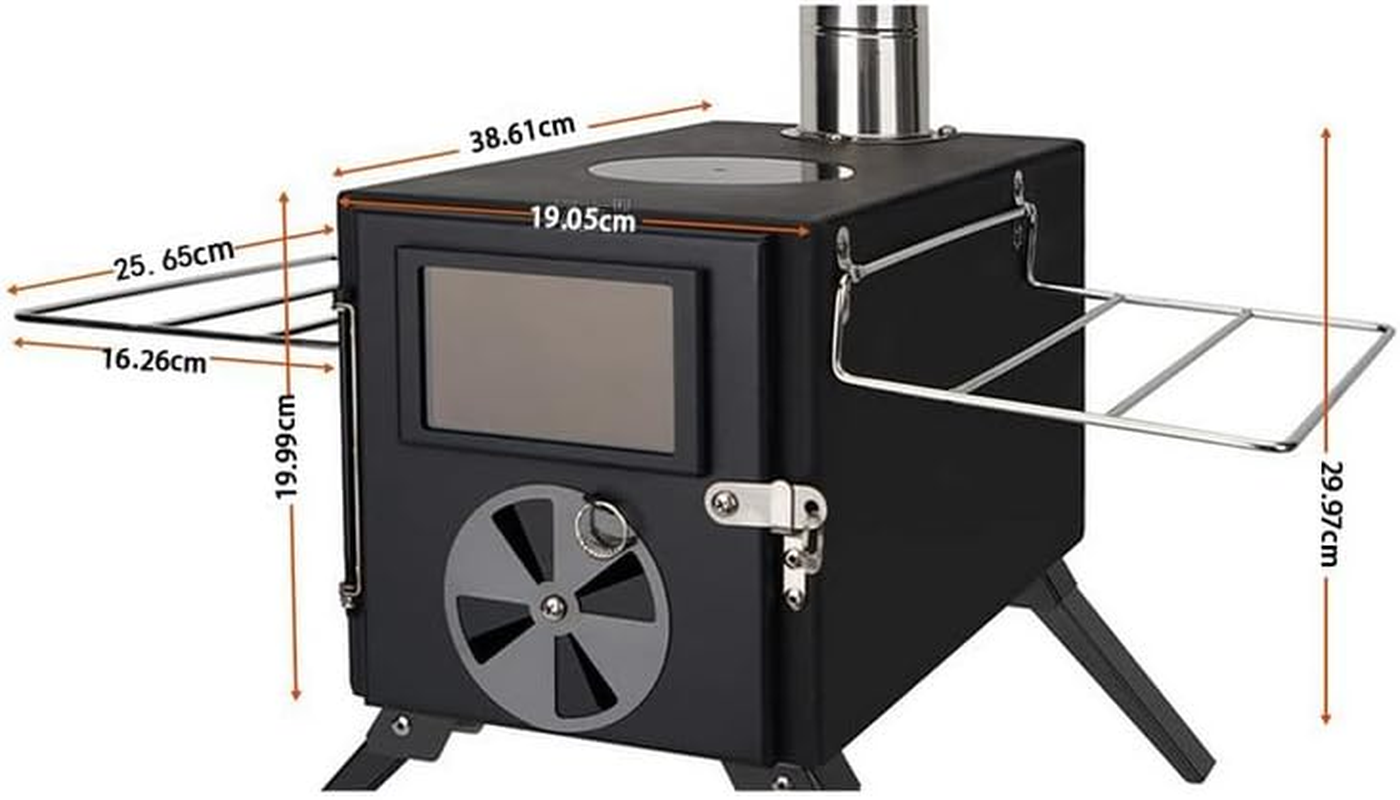 Ruaizel Portable Carbon Steel Firewood Stove, Camping Wood Stove with Chimney Pipes, Foldable Camping Stove, Hot Tent Stove for Cooking Heating Drying Clothes image number 1