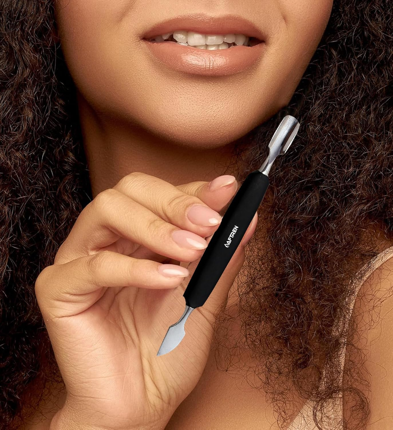 Professional Double-Sided Cuticle Pusher, Sharp Edge Spoon, Ingrown Toenail Lifter, Stainless Steel Nail Clippers, Nail Care Tools, 2-Piece Set, Black image number 4