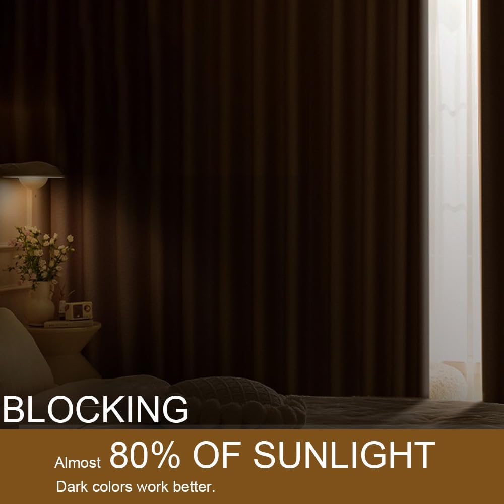 DWCN Velvet Curtains Elegant Grommet Curtain Sewn with Tiebacks - Thermal Insulated Room Darkening Curtains & Drapes for Living Room Bedroom Decor, Each W132 Cm X D214Cm, Set of 2, Light Sage image number 3