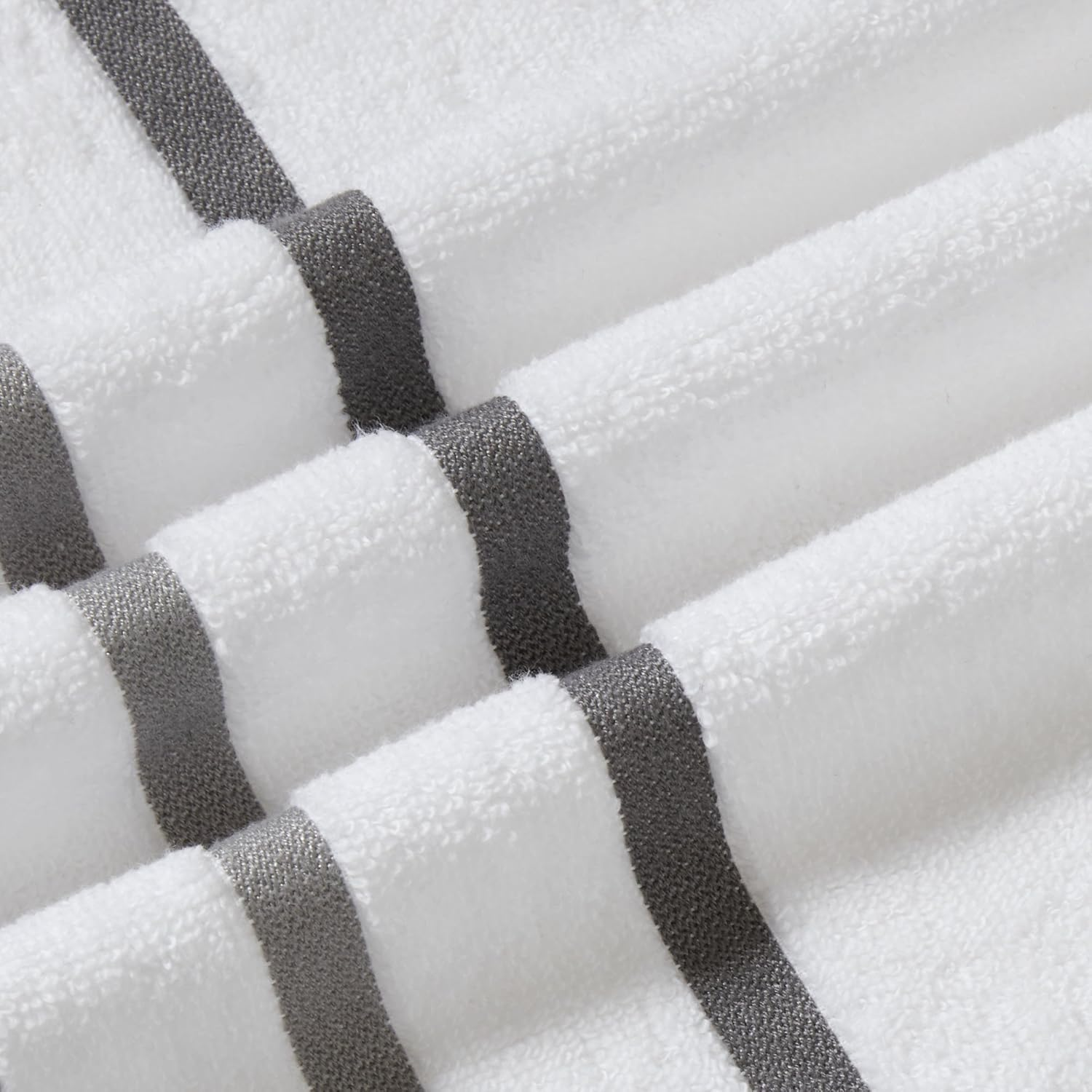 Comfort Spaces Cotton 8 Piece Bath Towel Set Striped Ultra Soft Hotel Quality Quick Dry Absorbent Bathroom Shower Hand Face Washcloths, Multi-Sizes, Zero Twist Charcoal 8 Piece