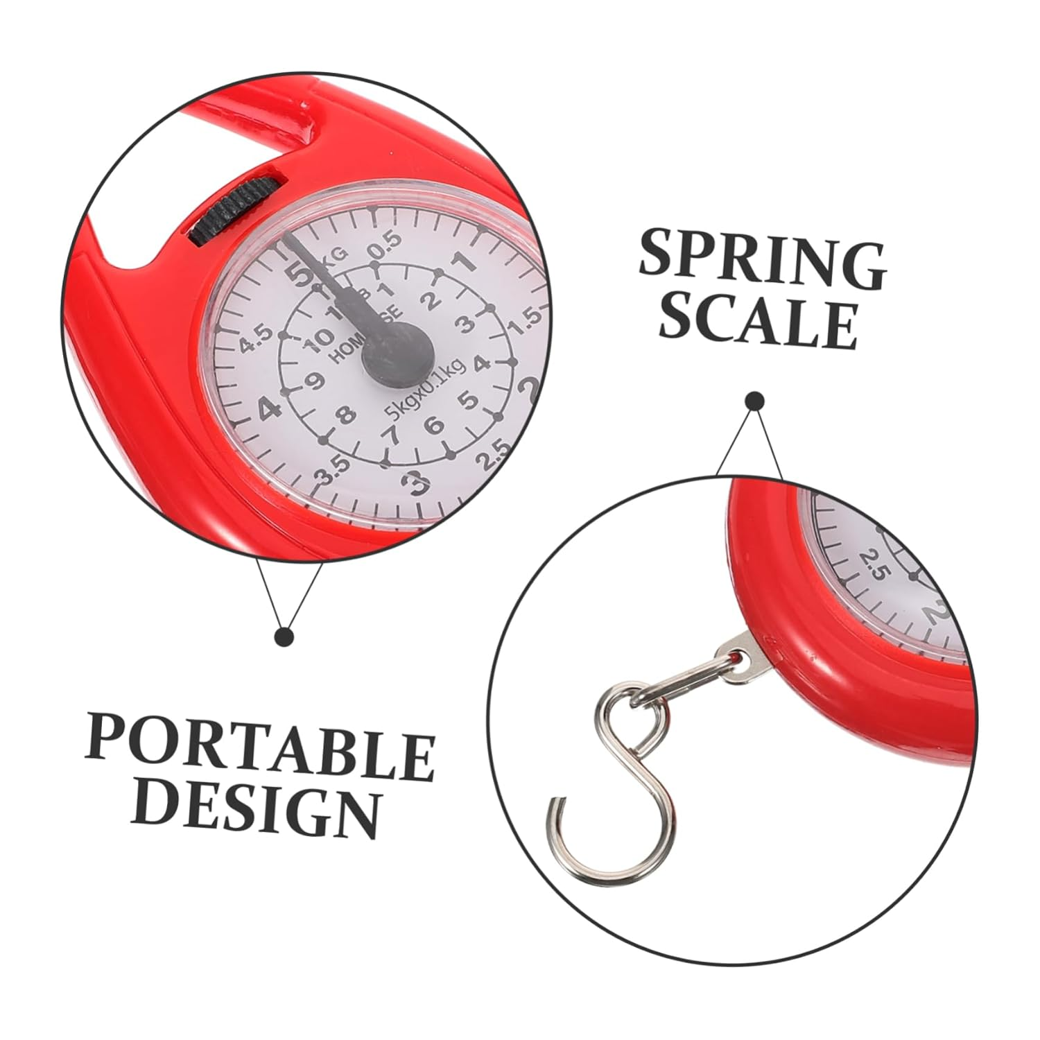 FIXOSHEE Portable Mini Spring Hanging Scale with Hook Red Handheld Luggage Weight Scale for Travel Suitcase Use for Precise Weight Measurement image number 1