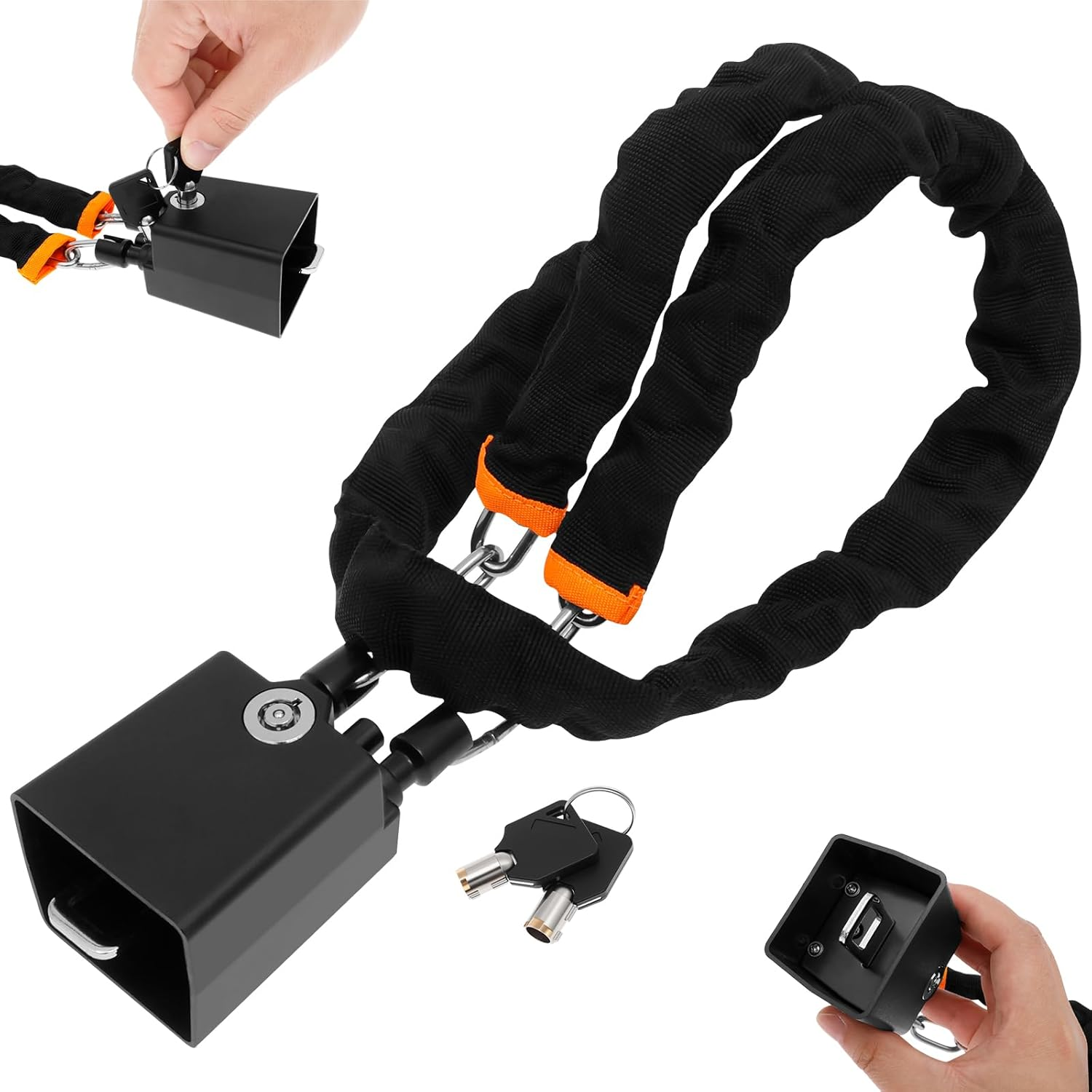 Steering Wheel Lock and Seatbelt Theft Prevention Car Lock with 3 Keys Seat Belt anti Theft Universal for Car Security Fit Most Vehicles Truck SUV Van (Orange, 1Pc)