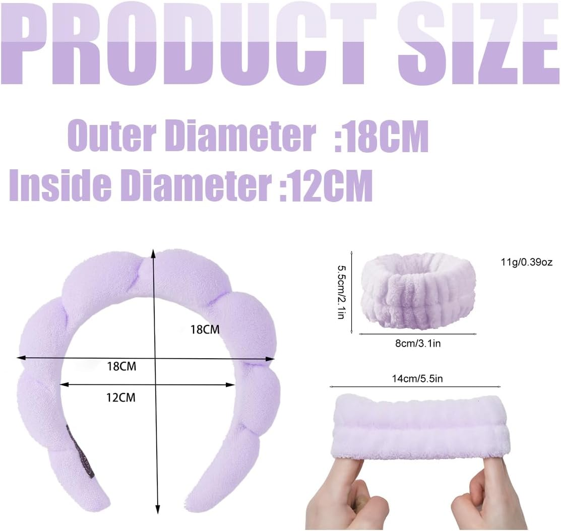 Headband Wrist Wash Band Set, Spa Face Hairband Wrist, Wrist Spa Wash Band, Sponge and Terry Cloth Fabric Headband, Wrist Makeup, Hair Band Velvet, Face Cleansing (#5)