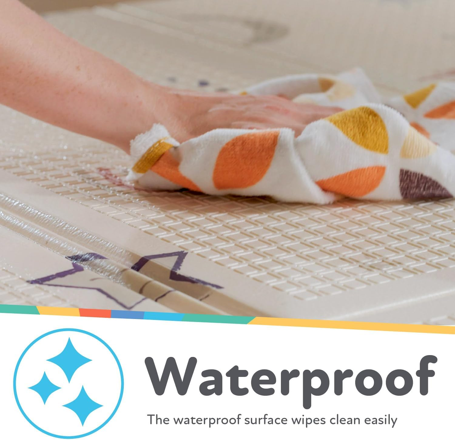 Nuby Reversible Soft Floor Mat, Foldable and Lightweight for Easy Storage and Travel, Rainbow image number 6