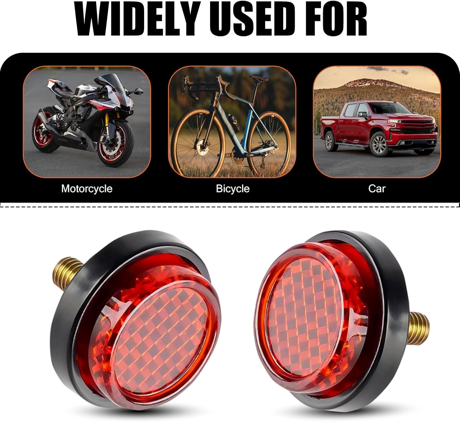 6 PCS round Rear License Plate Reflector, 0.94" Mini Decorative Reflector with Fixing Screws, License Plate Screw Fastener Kit, Universal for Motorcycle License Plate (Red) image number 1