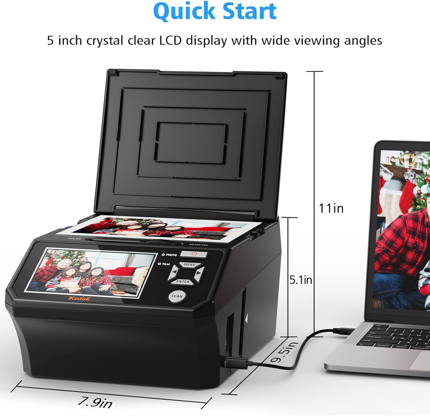 KEDOK Photo, Name Cards, Slides and Negatives Scanner with 5" Large LCD Screen, Film Digitizer and Slides - 35Mm Conversion, 110 Films/Photo (3R, image number 5