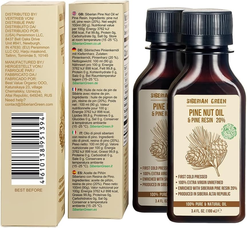 Siberian Pine Nut Oil with Pine Cedar Resin Pure Natural 100% Extra Virgin Cold Pressed 100 Ml image number 4