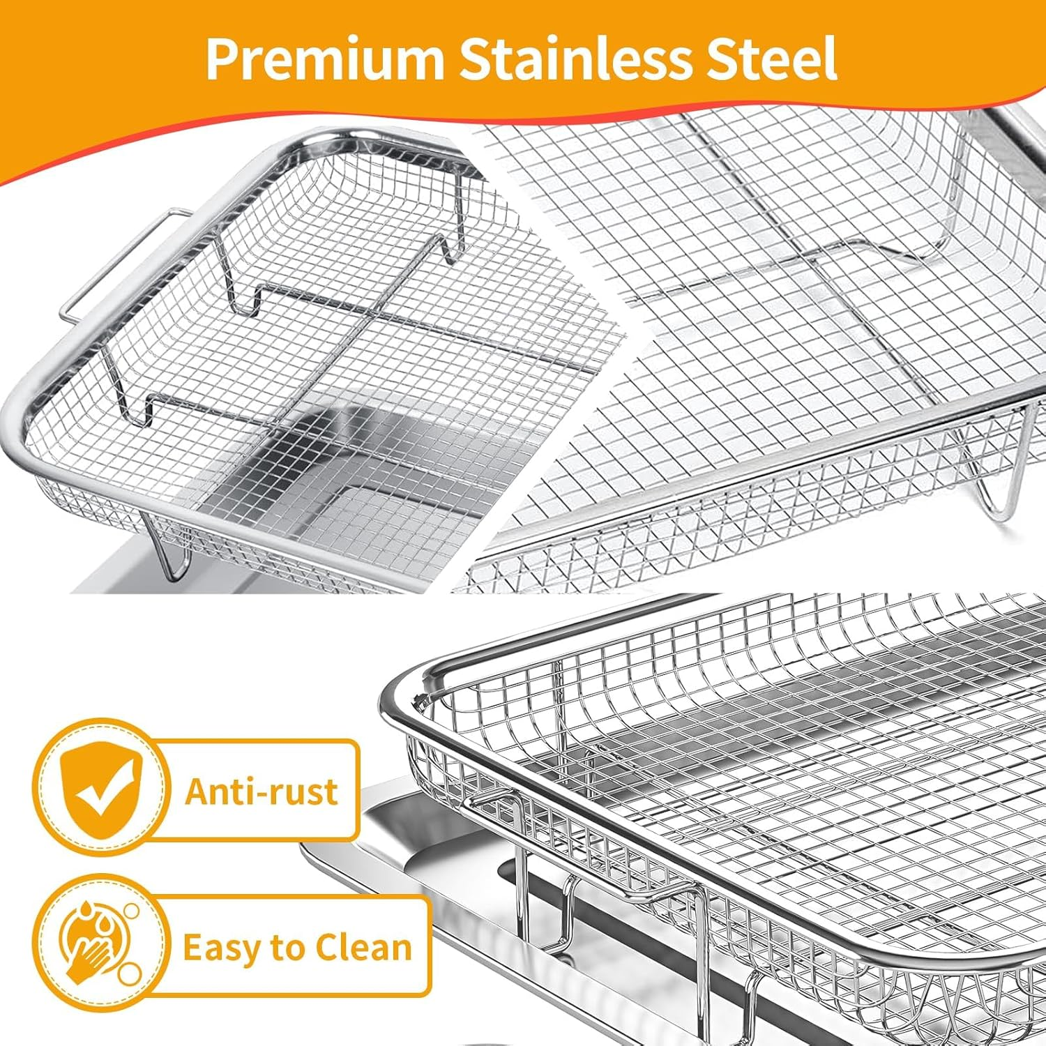 ZERIFAM Baking Sheet with Cooling Rack Set - Stainless Steel Baking Tray, 32.5 * 24.5 * 8Cm, Non Toxic, Easy to Clean, Suitable for Restaurants, Barbecue Shops, Parties, Etc image number 5