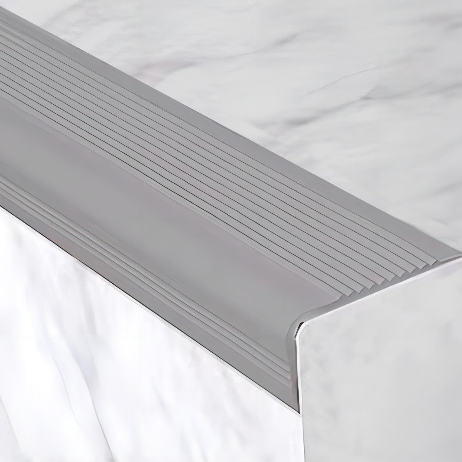 5M/16.4FT Vinyl Stair Nosing, Self Adhesive Stair Edge Protector, Stair Edging, Stair Edge Trim, Non-Slip and Waterproof Outdoor Indoor Staircases,Black