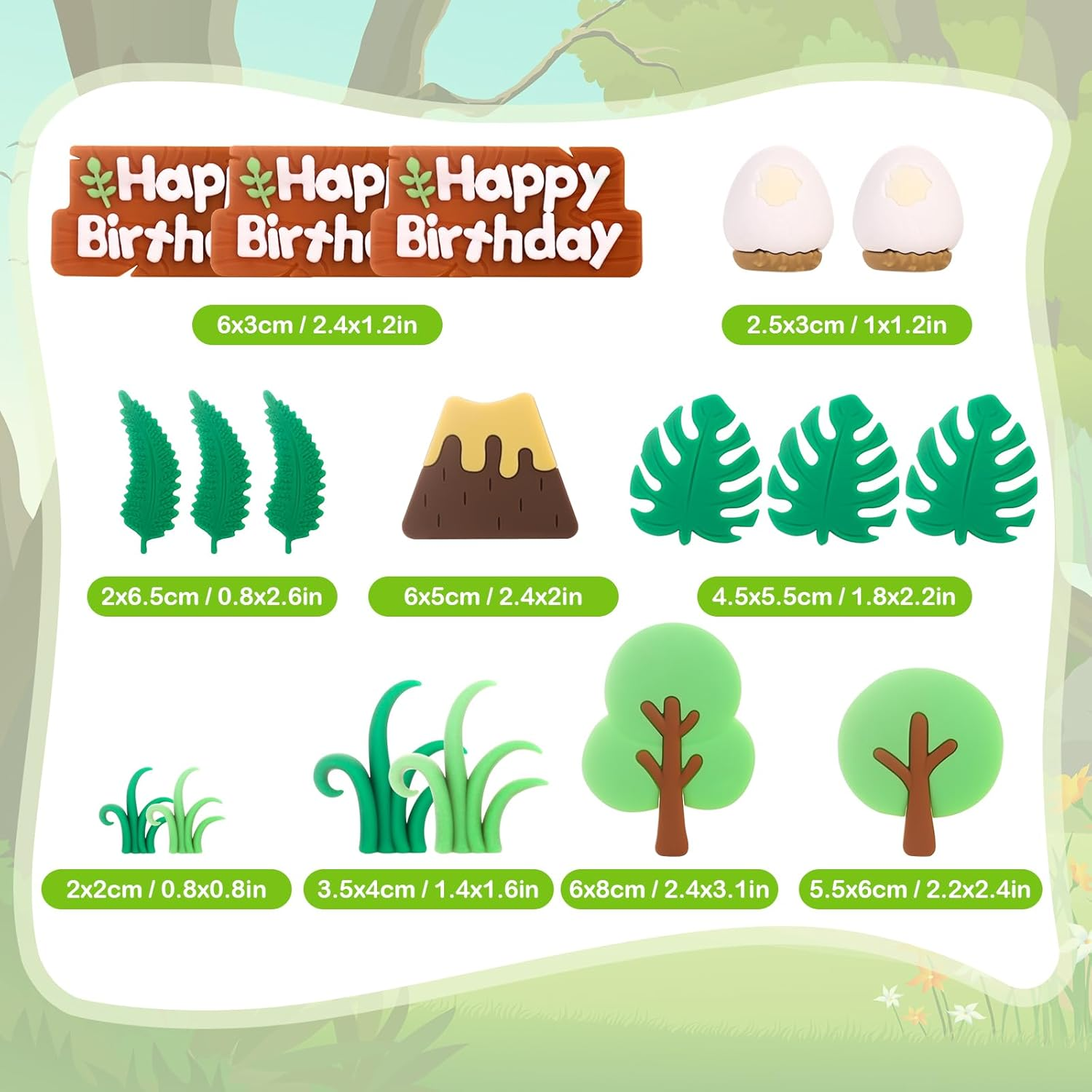 SAYHALO 21PCS Dinosaur Cake Decorations, PVC Dinosaur Eggs & Trees Cake Toppers for Kids Birthday Party, Dinosaur Cake Toppers Happy Birthday image number 1