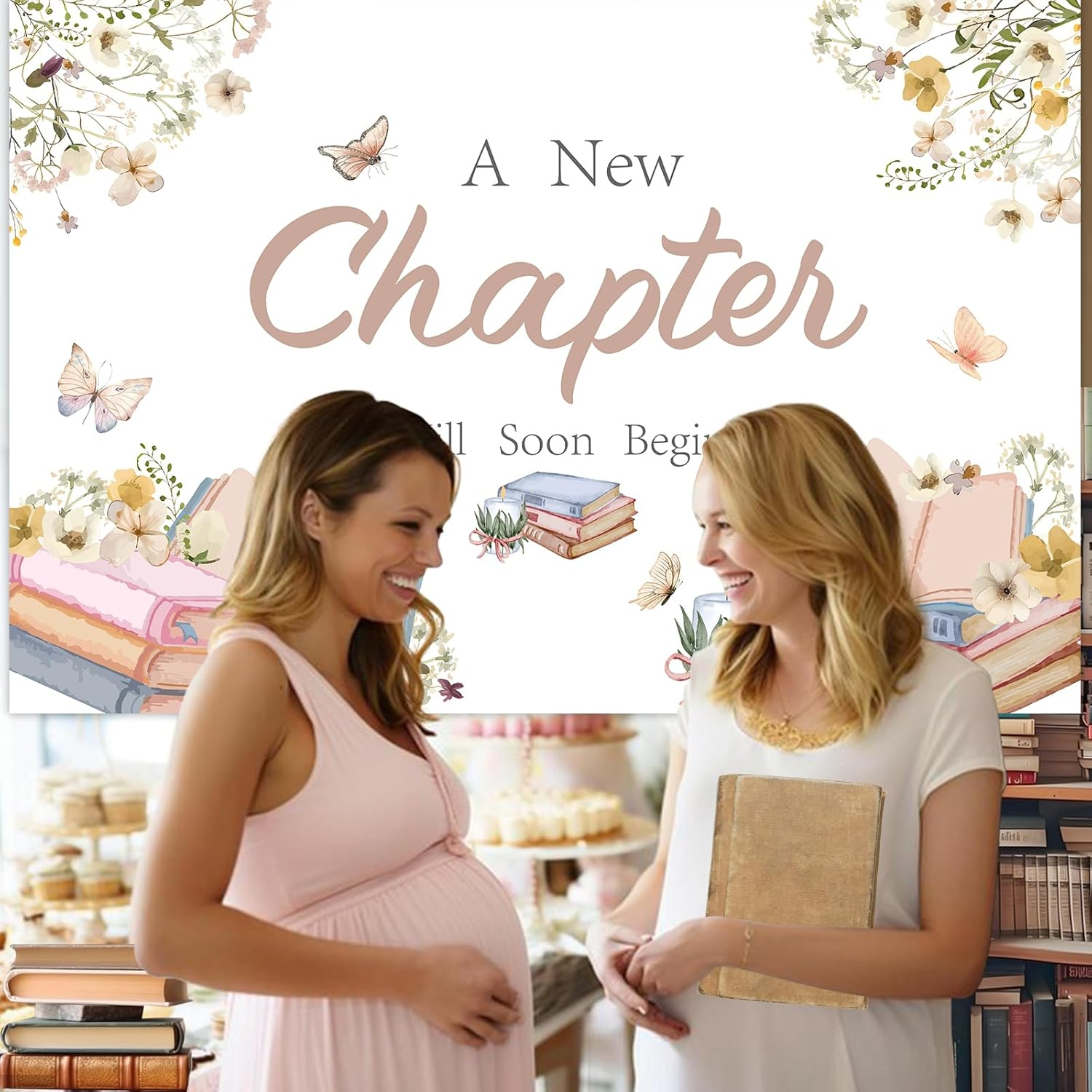 Wonmelody Storybook Baby Shower Decorations Storybook Baby Shower Backdrop a New Chapter Is about to Begin Baby Shower Decor Book Club Supplies for Book Themed Newborn Party Reading Baby Shower image number 3