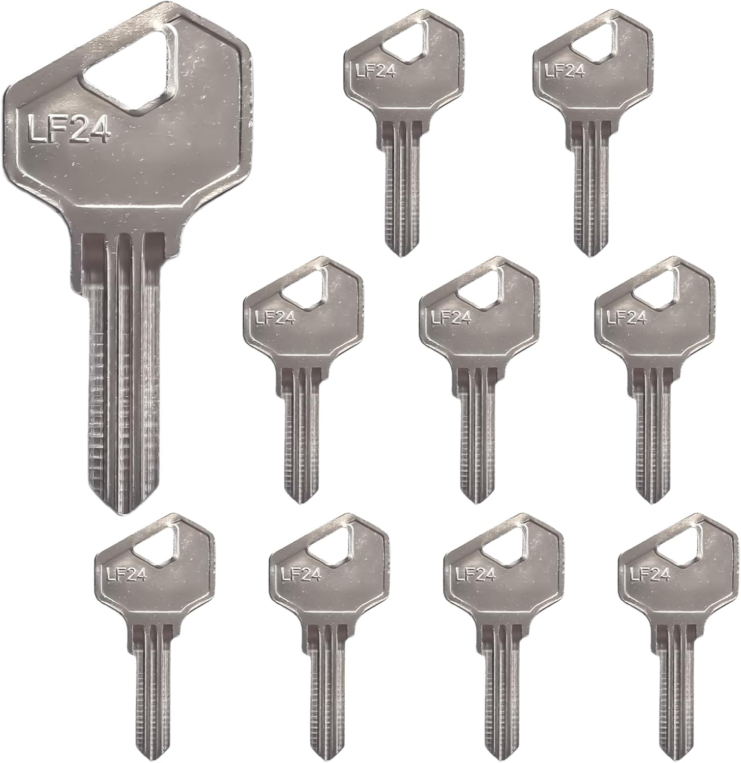 10 Pack LF24 Key Blanks - Suits 5 Pin L&F Cylinders - Brass Finished image number 2
