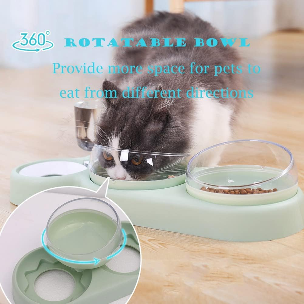 Raised Cat Bowls, 15&deg; Tilted Cat Puppy Food and Water Bowl Set with Automatic Water Dispenser Bottle Cat Dish for Cat Small Medium Dogs/61 image number 5
