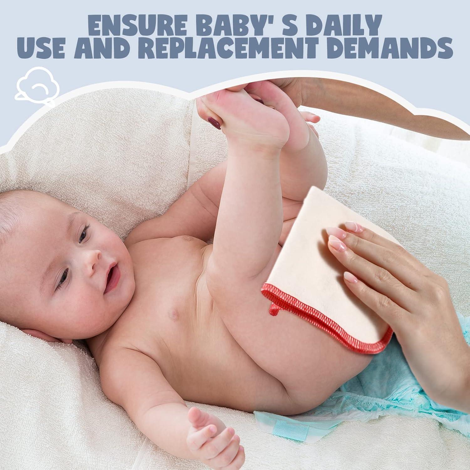 Zopeal 64 Pcs Flannel Cloth Baby Wipes Reusable Dispenser Washable Soft Natural Unbleached Baby Face Cloth Wipes 8 Colors Outer Stitching 8 X 8 Inches image number 1