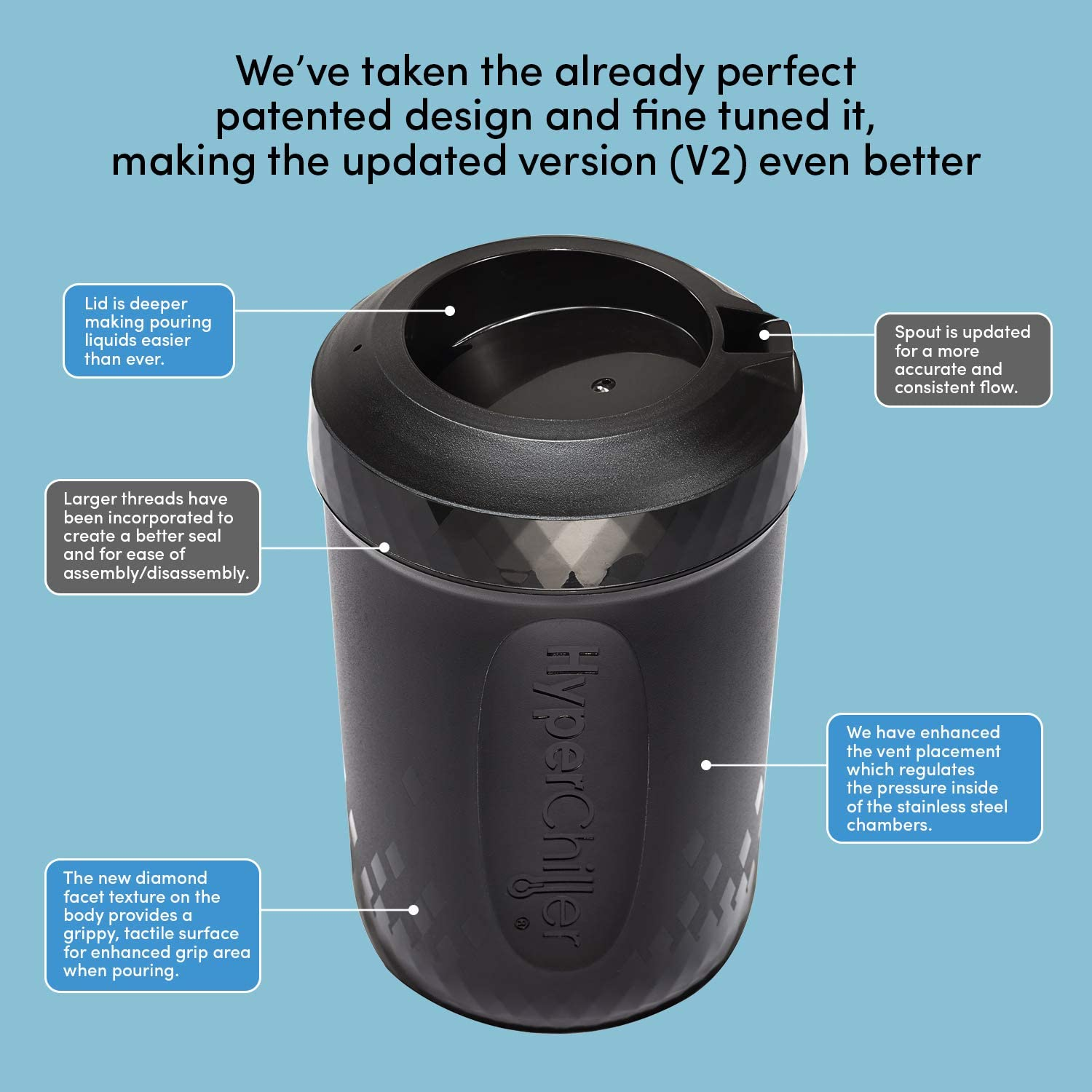 Hyperchiller Patented Instant Coffee/Beverage Cooler, 12.5 Oz Capacity, Black image number 5