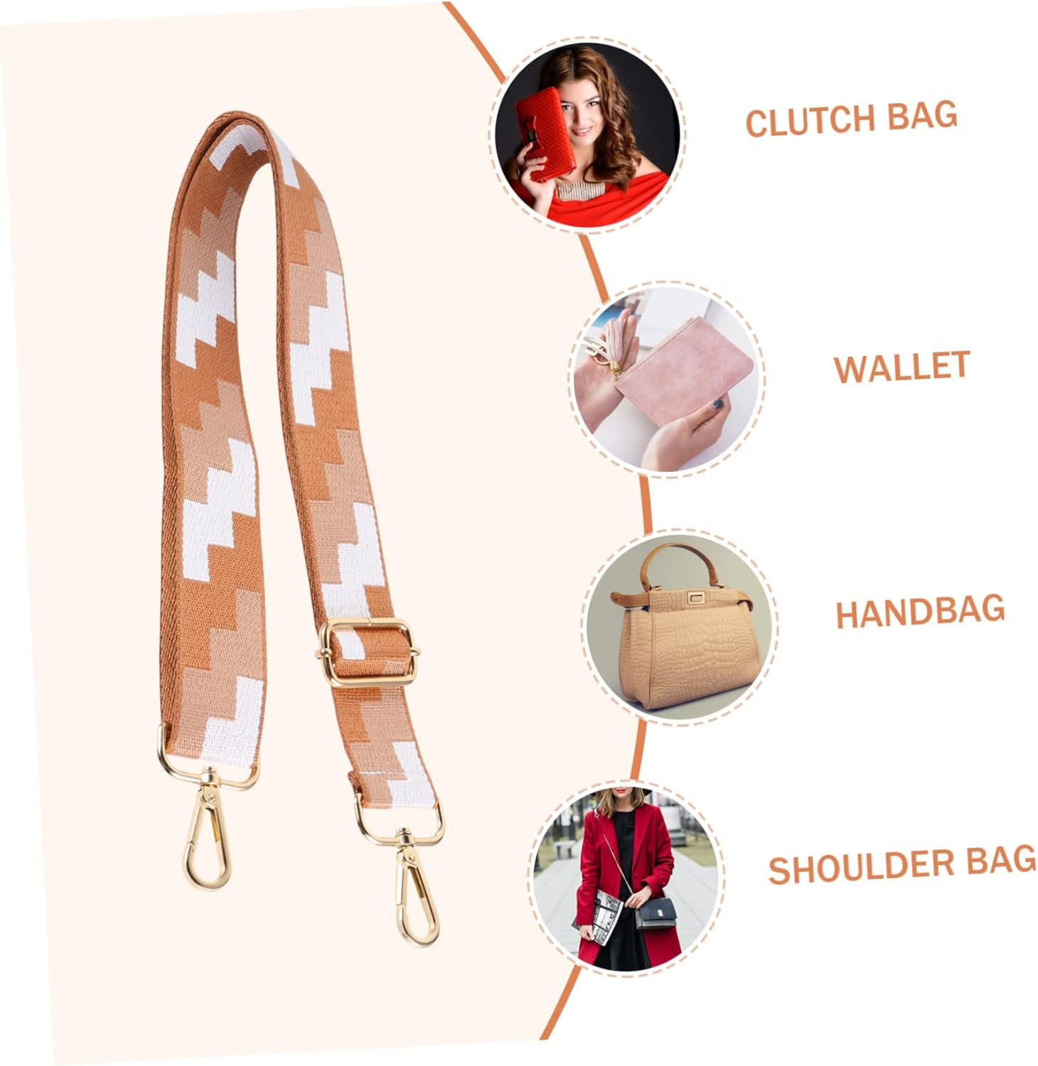 OHPHCALL Fashion Bag Strap for Women Crossbody Messenger Shoulder Bag Strap Decorative Chain