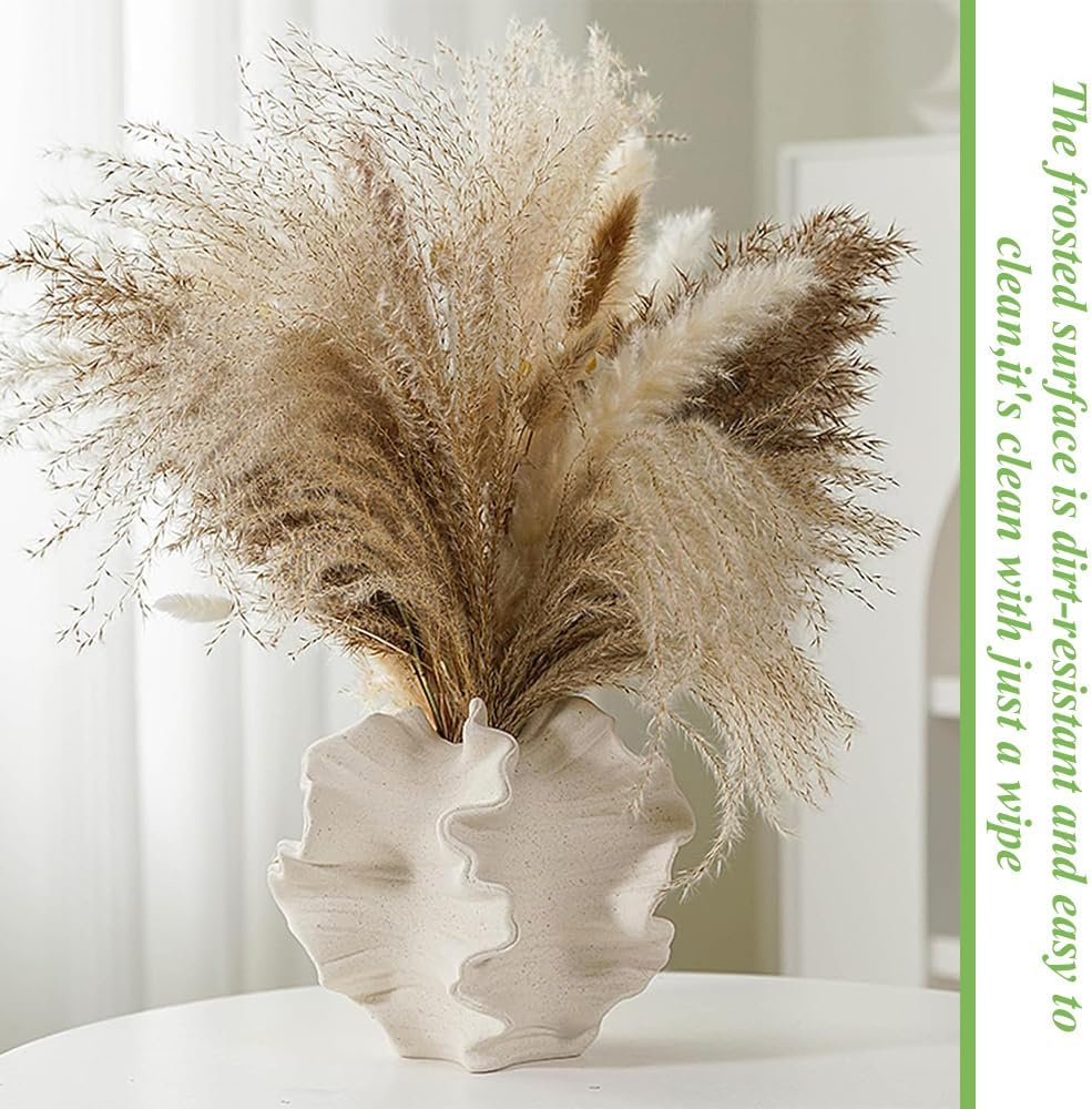 Ceramic Vase, Beige Modern Vases, Nordic Style Home Decor, Matte Ceramic Jardiniere, Boho Flower Vase, Coffee Table Ornaments,For Living Room,Bedroom, Office image number 2