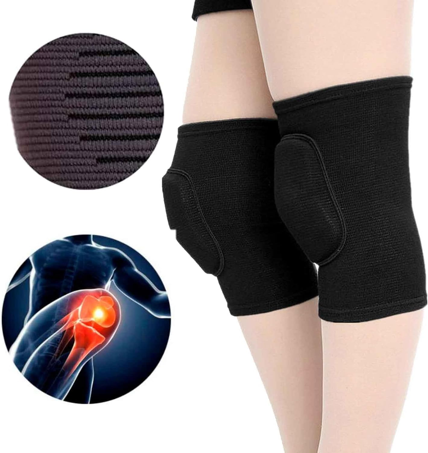 Protective Knee Pads Soft Breathable Knee Guards, Thick Sponge Anti-Slip Knee Protector Brace Sleeves Kneepads for Volleyball Football Dance Yoga Tennis Running Cycling Workout Men Women image number 4