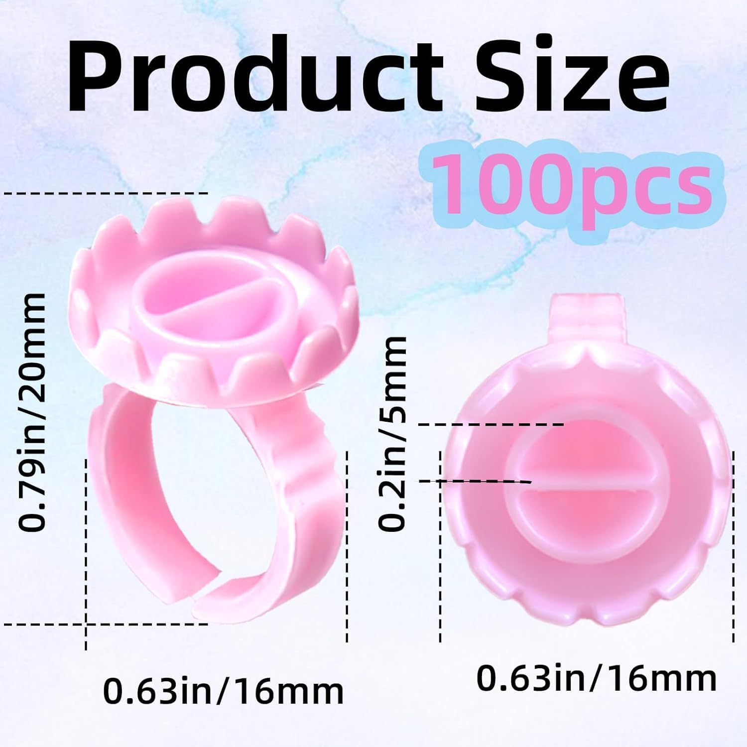Pink Flower Shaped Plastic Lash Glue Rings, 100Pcs Lashes Lash Glues Holder Ring Glue Cup Rings, Pink Lash Extension Ring Holder Cup Glue Ring for Eyelash Extensions
