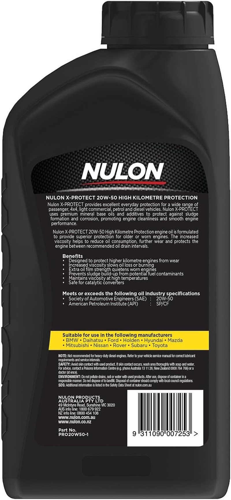 Nulon 20W-50 High Kilometre Protection Engine Oil 1 Litre image number 1