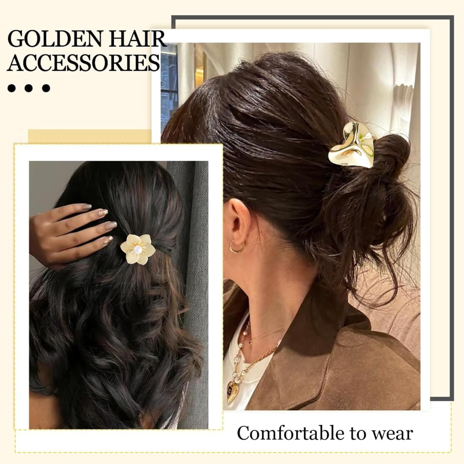 EUYKQNOI Pack of 3 Hair Accessories Gold Hair Accessories, Metal Hair Cuffs for Ponytail and Elegant Hairstyles, High-Quality Hairstyle Holder for Fine Hair, Perfect Women'S Accessory for Any Occasion