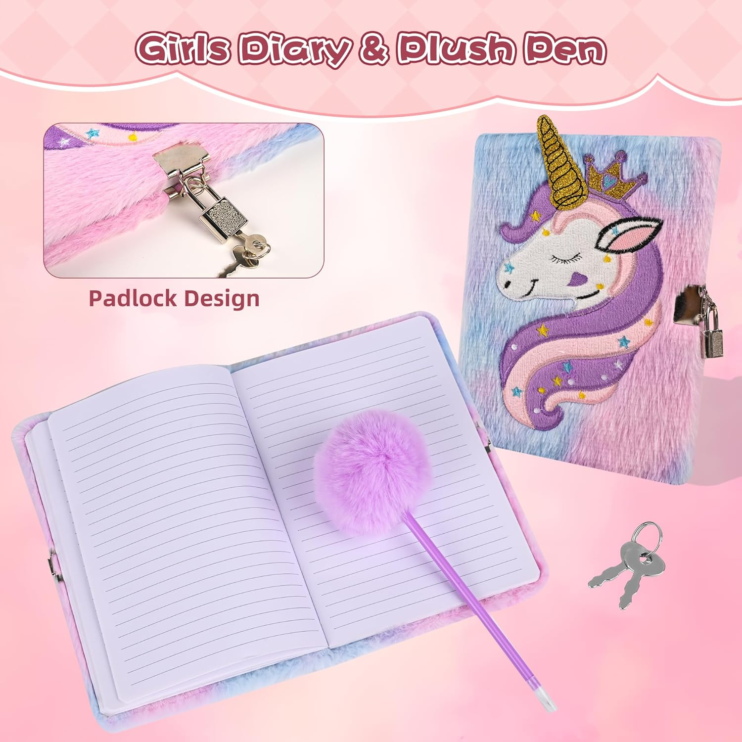 CYZAM Unicorns Gifts for Girls Kids Toys 6 7 8 9 10 Years Old with Water Bottle, Bag, Purse, Plush Diary, Eye Mask, Headband, Pen, Jewelry Set, Teen Girl Birthday Christmas Unicorn Toy image number 6