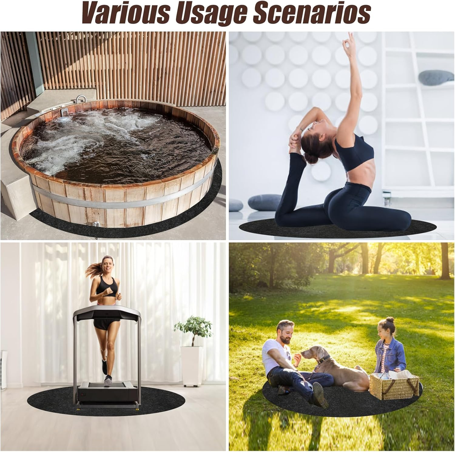 78 Inch Hot Tub Mat, round Hot Tub Flooring Protector Water-Absorbent anti Skidding Hot Tub Floor Mat for Outdoor Indoor Spa Pool Protector Mat Protect Hot Tubs from Wear image number 3