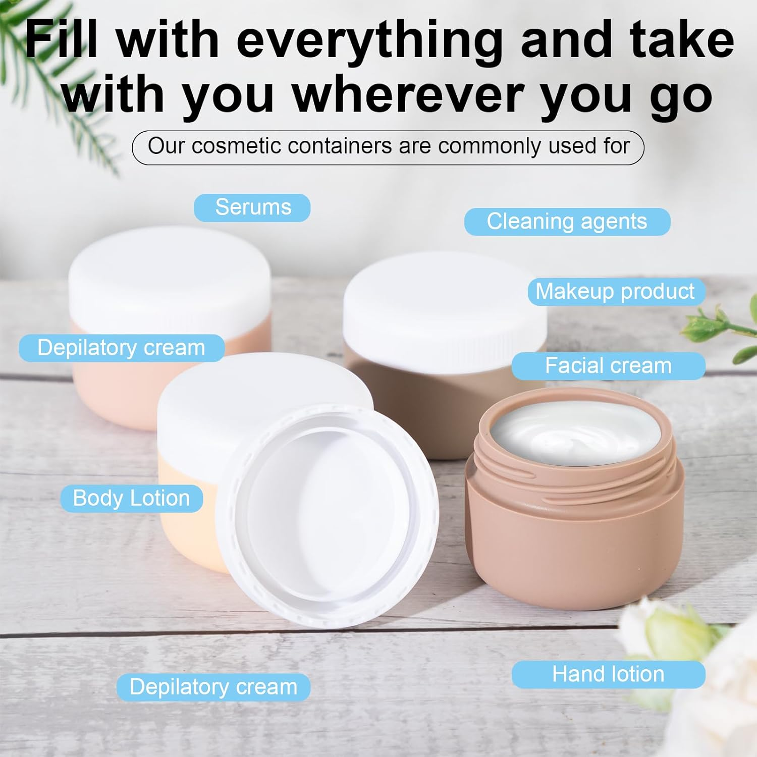 4-Pack 30Ml Refillable Silicone Cosmetic Jars with Clear Storage Bag &ndash; Bpa-Free Mini Containers for Creams, Lotions & Skincare &ndash; Ideal for Travel and Daily Use image number 2