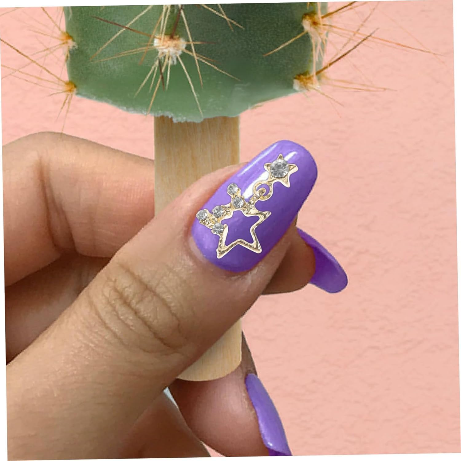 20PCS 3D Silver Stars Nail Charms, Rhinestones Nails Gems Shiny Crystal Star Nail Art Supplies for DIY Crafts Nail Accessories (Golden) - Golden image number 4