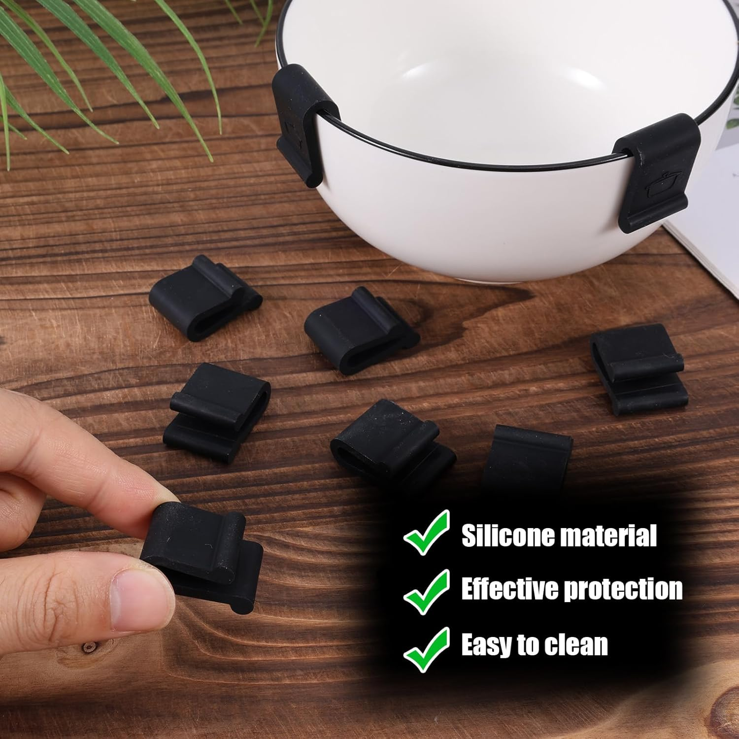12Pcs Dutch Oven Lid Protectors, Thickened Cookware Protectors for Stacking Bumper Protectors Silicone Replacement Panclips for Display and Storage Dutch Oven Pots (Black) image number 1