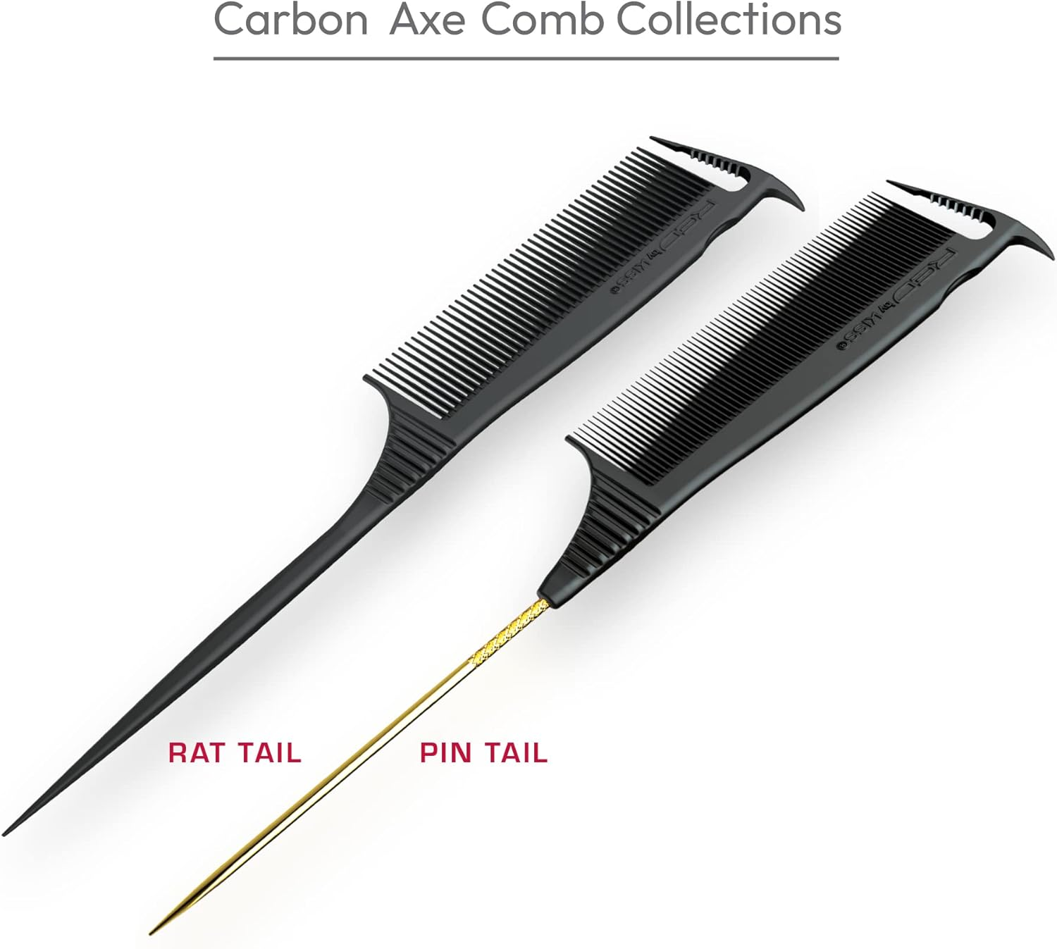RED by Kiss Carbon Axe Comb Parting Comb anti Frizz Heat Resistant Hair Comb (Rat Tail) image number 4