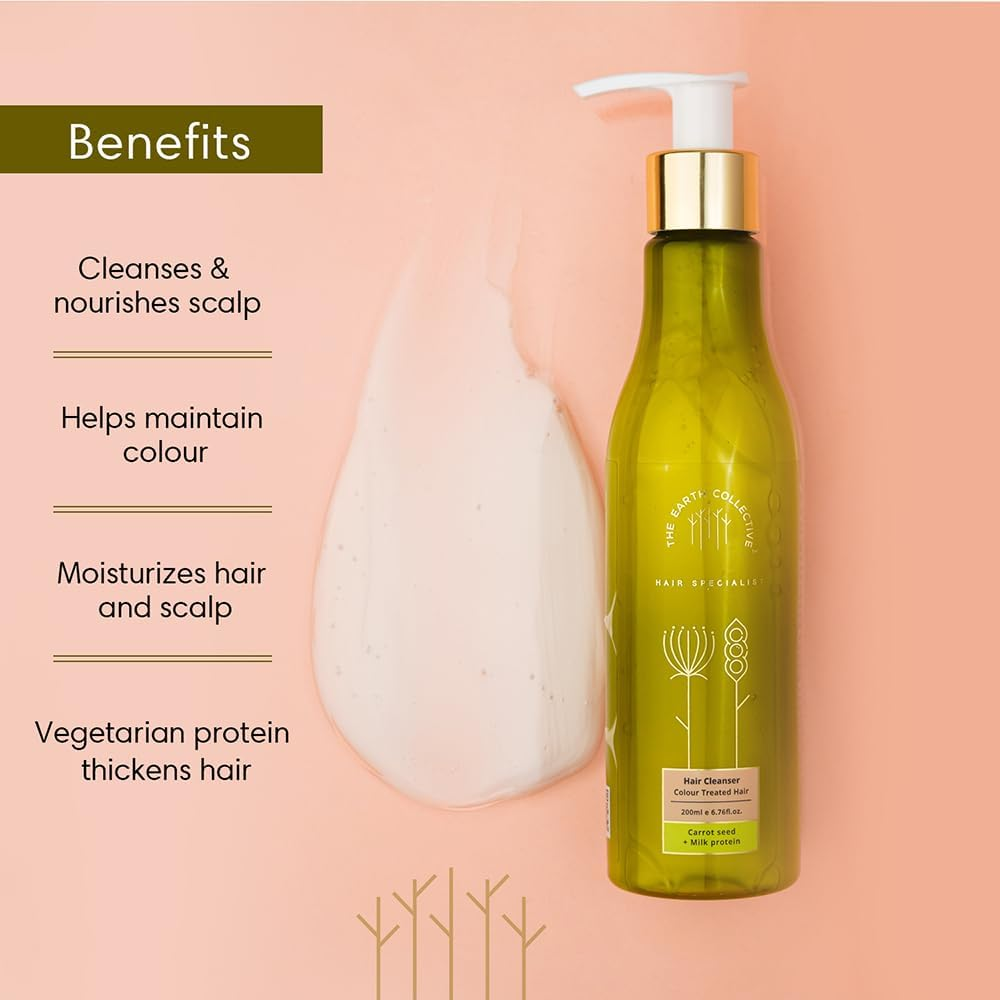 The Earth Collective Hair Cleanser Colour Treated Hair, 200 ML - Maintains Shine of Coloured Hair, No Harmful Chemicals image number 6
