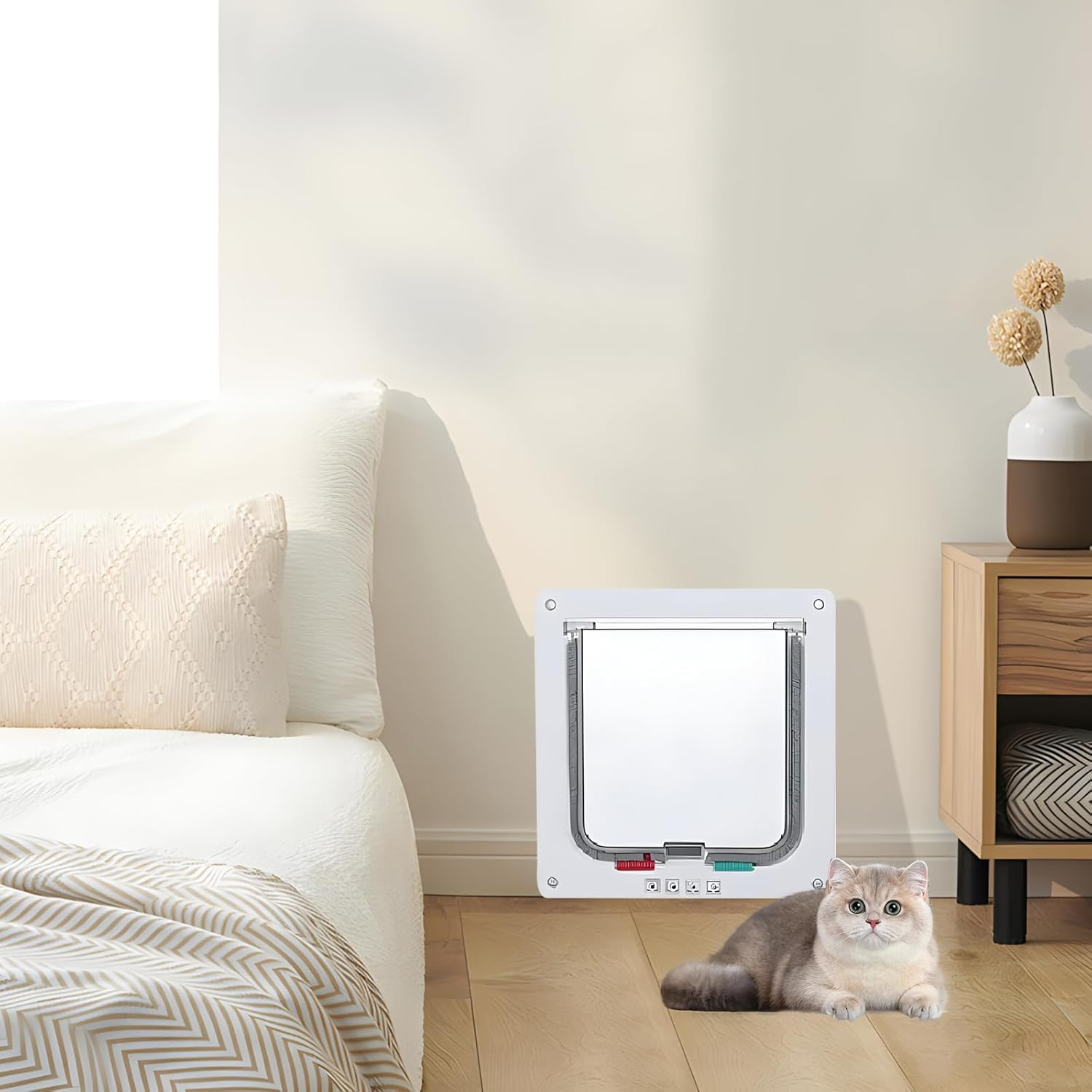 Cat Door, Xlwen Cat Flap, Dog Door, Pet Flap 4 Way, ABS Acrylic Cat Flap Interior Door, Pet Door for Indoor Outdoor Door, Window, Wall, for Cats and Dogs, Weatherproof, Easy Installation image number 4