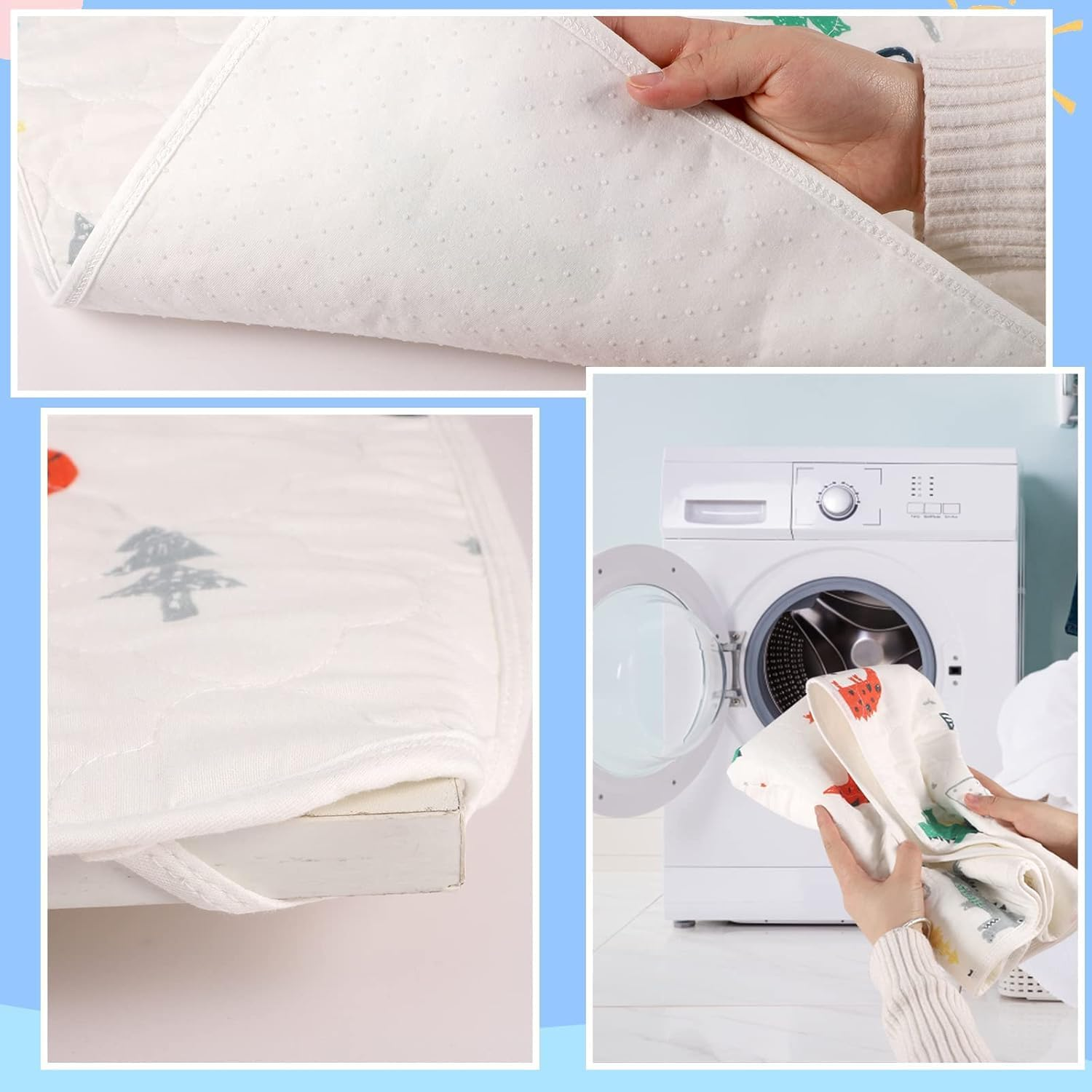 ZONEY 70 Cm * 90 Cm Potty Training Bed Pads, 5 Layers Material Waterproof Bed Wetting Mattress Protector, Bed Protector for Kids, Toddler Bed Wetting Sheets Mats Washable Fits Children (Dinosuar, S) image number 2