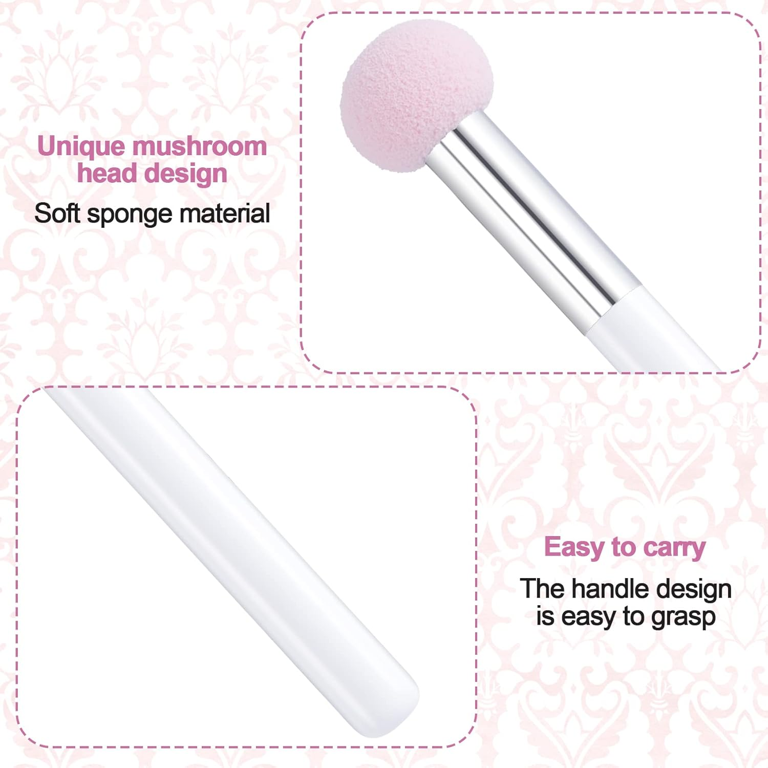 PAGOW 6Pcs Sponge Makeup Applicator with Handle, Sponge Eyeshadow Applicators Makeup, Eyeshadow Sponge Brush, Cotton Eye Makeup Eyeshadow Brushes for Women Girls (4.5 Inch Long) Washable image number 3