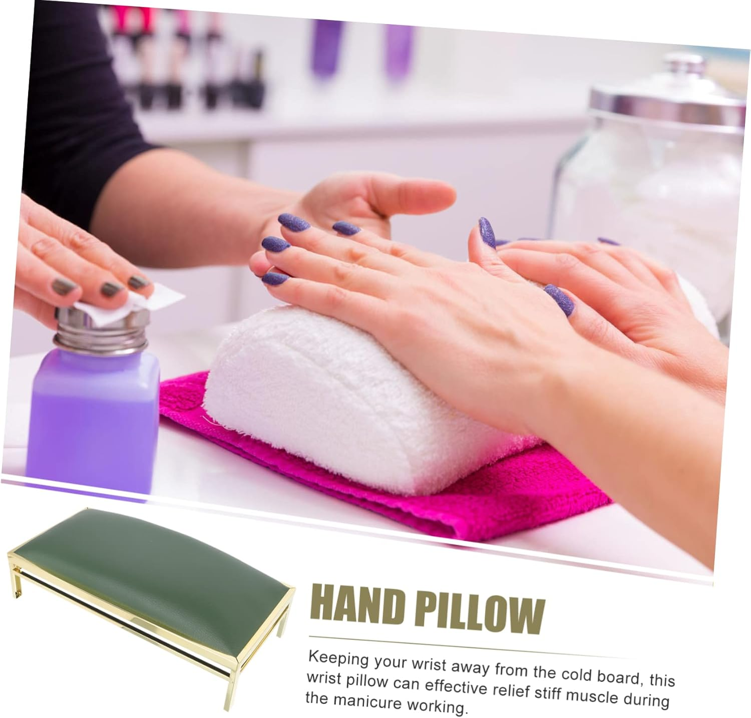 Minkissy Professional Manicure Tool Marble Hand Pillow for Nail Art Practice Wrist Support Pad Comfortable Stylish - Green image number 3
