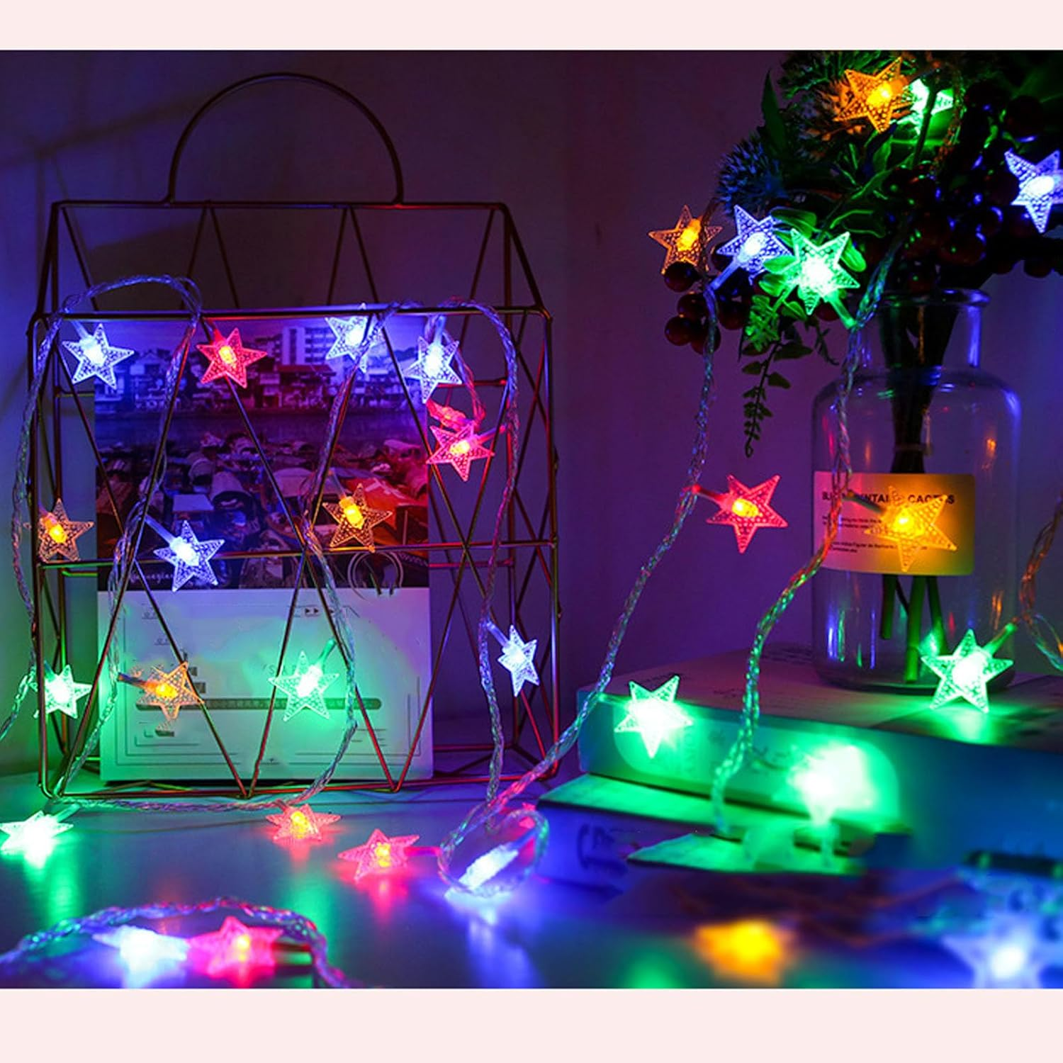 Shgarden Star String Lights Battery Operated(Not Included) USB 33FT 80 LED Twinkle Lights Hanging Star Fairy String Lights for Bedroom Porch Patio Garden Tent Holiday Decorations SH0074 (Warm White)