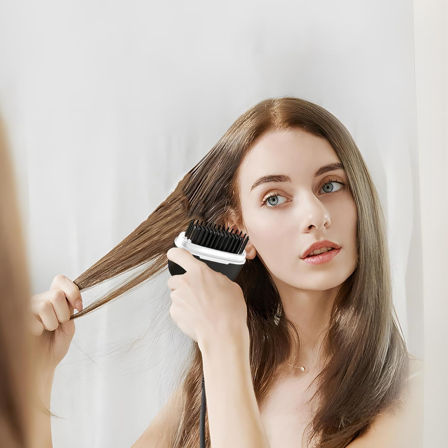 Tktouci Cordless Hair Straightener Brush - Cordless Hair Straightener | Hair Styling Tool Portable Less Frizz Straightening Brush for Girls Women Home Travel Camping image number 5