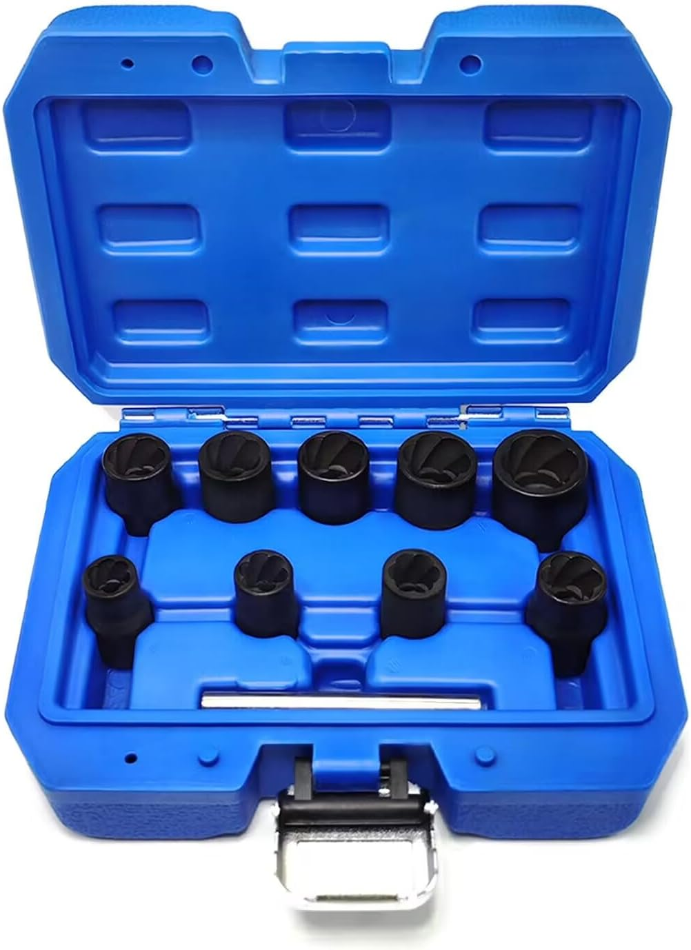 JEUCLEL 5PCS Twist Lug Nut Socket Set - 1/2 Inch Drive Damaged Nut Lock Remover Extractor - Rusted & Strip & Stripped & Stuck Locking Nut Removal Tool Kit with 17Mm 19Mm 21Mm 22Mm Sockets