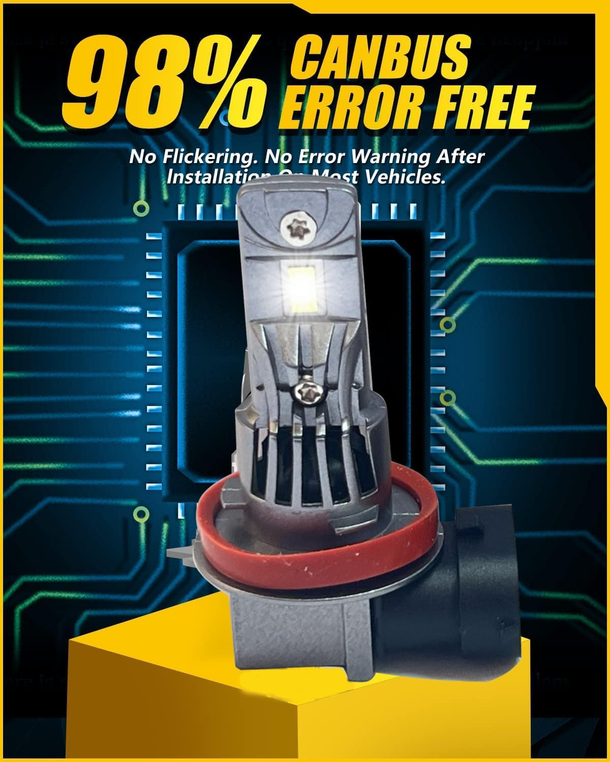 Wbuosz H8 LED Headlight Bulbs, 400% Brightness 29000LM 6000K White 1:1 Mini Size All-In-One Conversion Kit Non-Polarity No Adapter Required Plug and Play H9 H8 H11 LED Fog Light Bulb, Pack of 2 image number 1