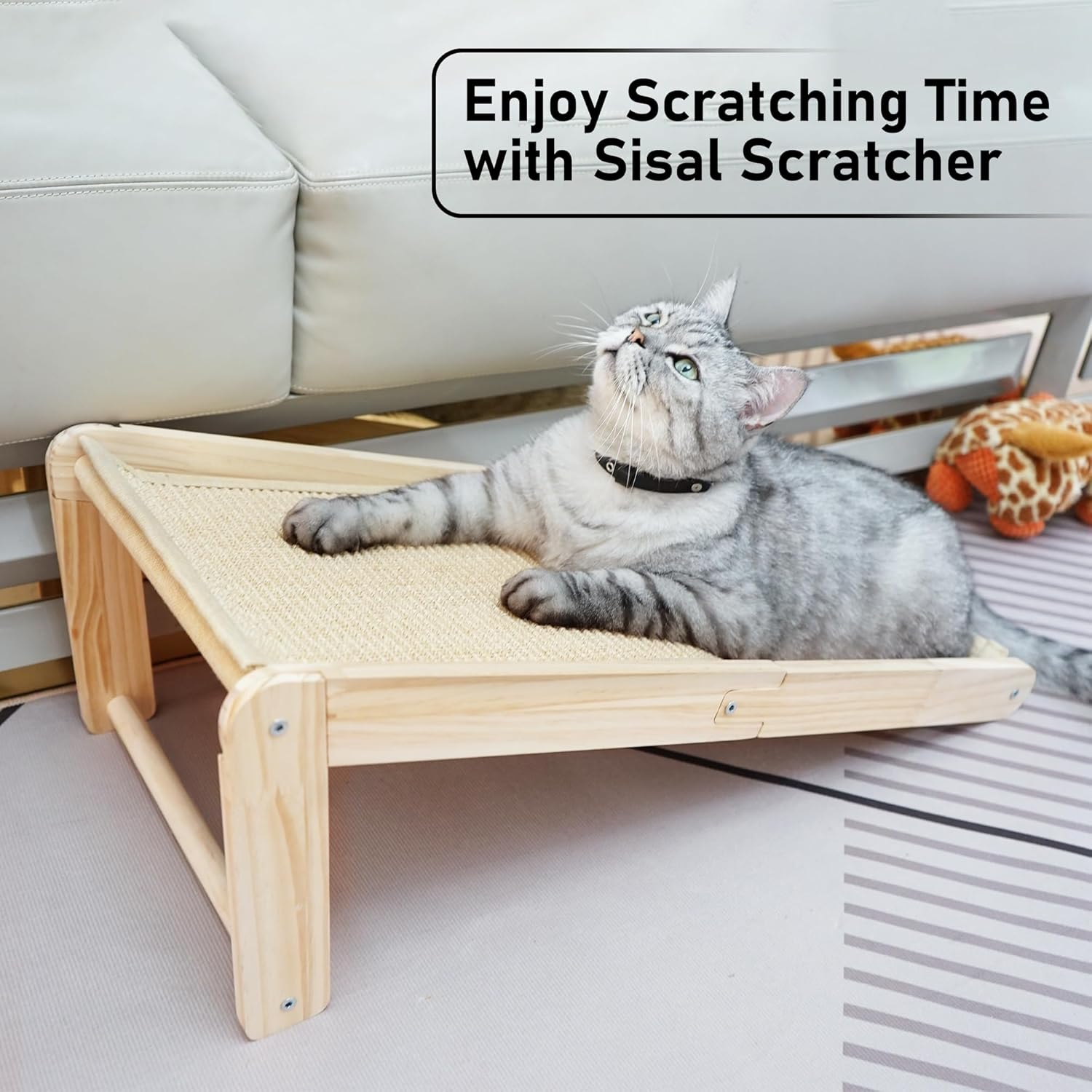 Cat Scratcher - for Valentine'S Day L-Shaped Cat Scratching Post for Indoor Cats, 3-Way Durable Sisal Scratching Pad, Natural Wood Furniture Protector for Sofa & Lounge image number 6