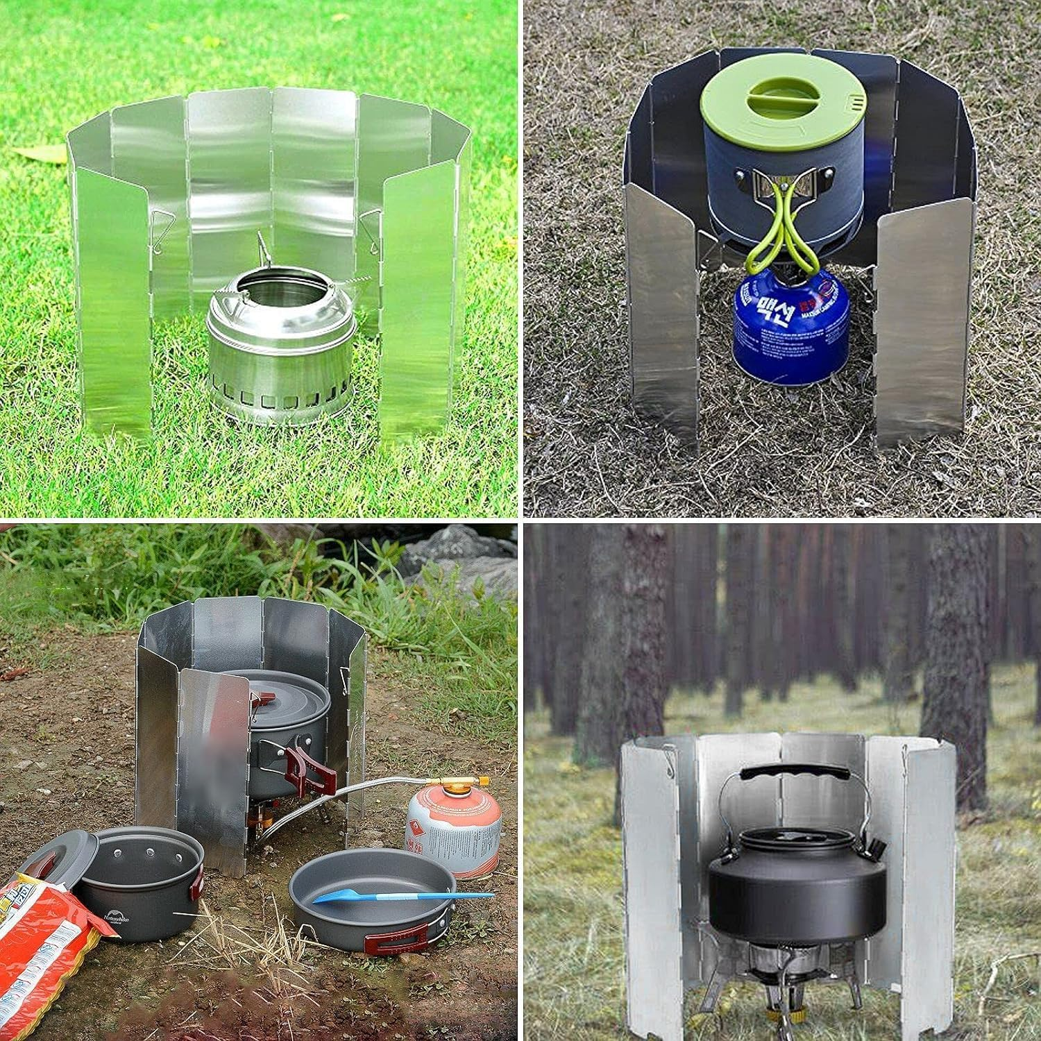 1 Pack Camping Stove Windscreen with Carrying Bag, Lightweight Aluminum Alloy Folding Windshield, Portable Outdoor Stove Windshield Board for Camping Stove Butane Stoves Alcohol Stove (12 Plates) image number 6