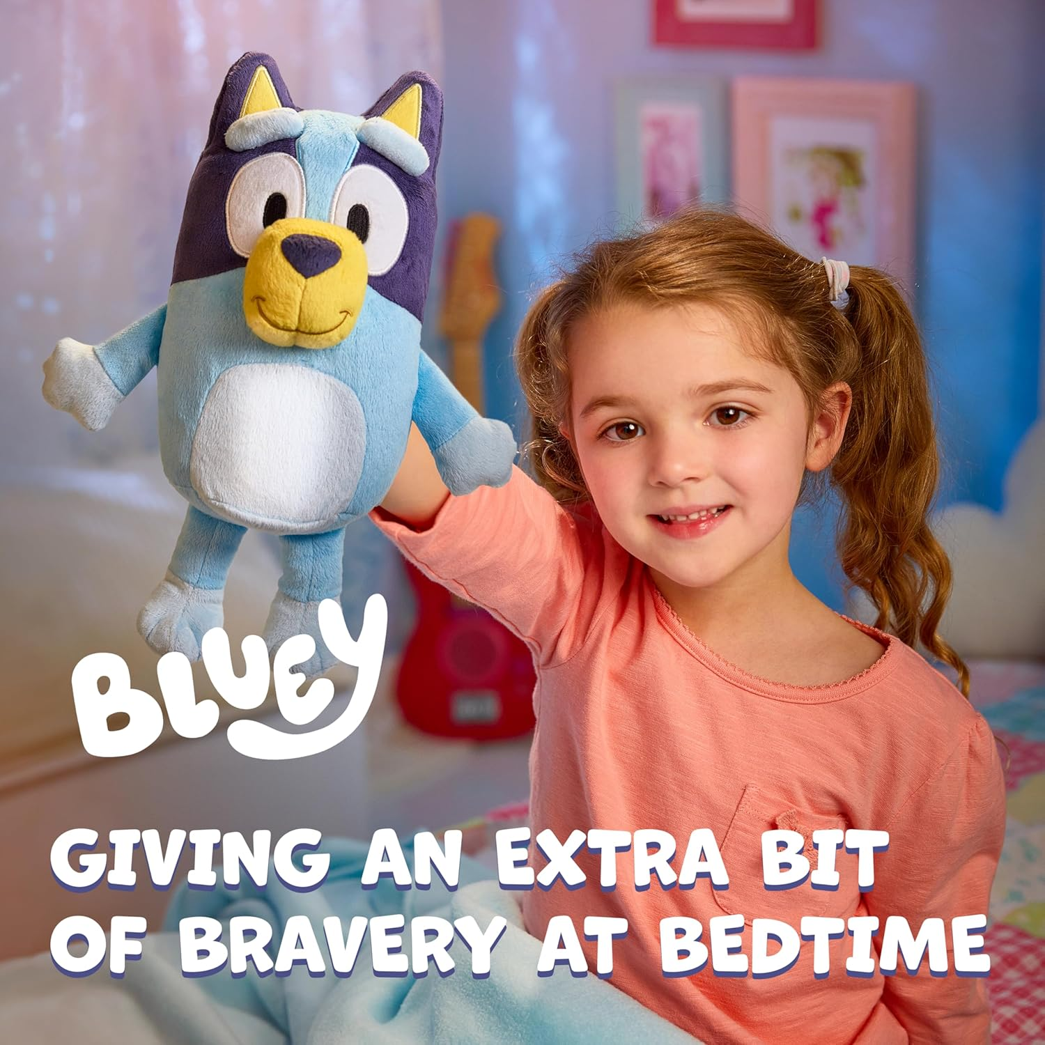 Goglow Bluey Bedtime Goglow Pal Official Bluey Cuddly Soft Toy 2 in 1 Plush and LED Nightlight Sleep Aid Comforter with Automatic 10 Minute Shut off Multicolor 14337.AF0.0000