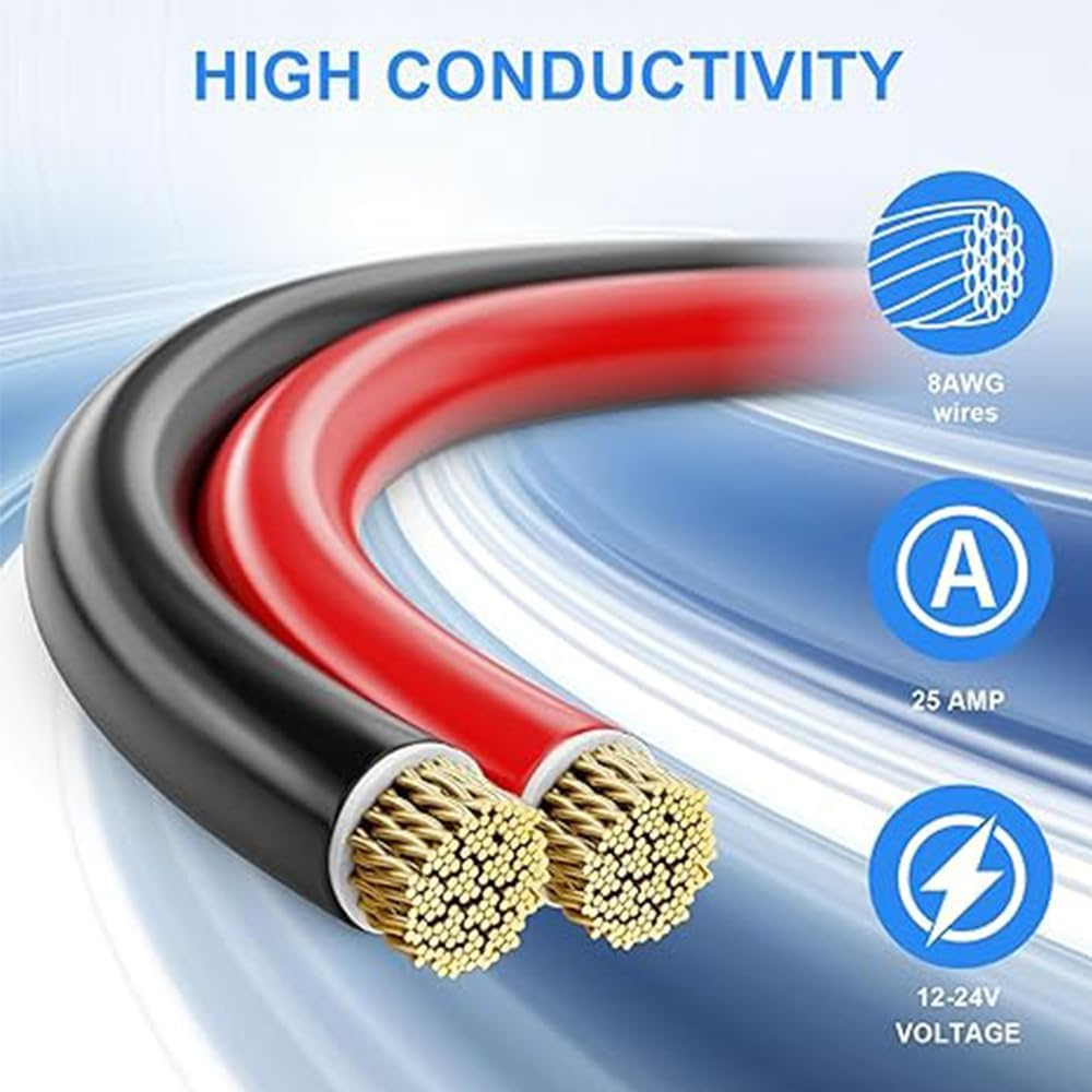 Trolling Motor Connector Set, 12-24V 8 AWG, Waterproof Male and Female Socket, Compatible with Mi-Nn Ko-Ta Marine Boat image number 2