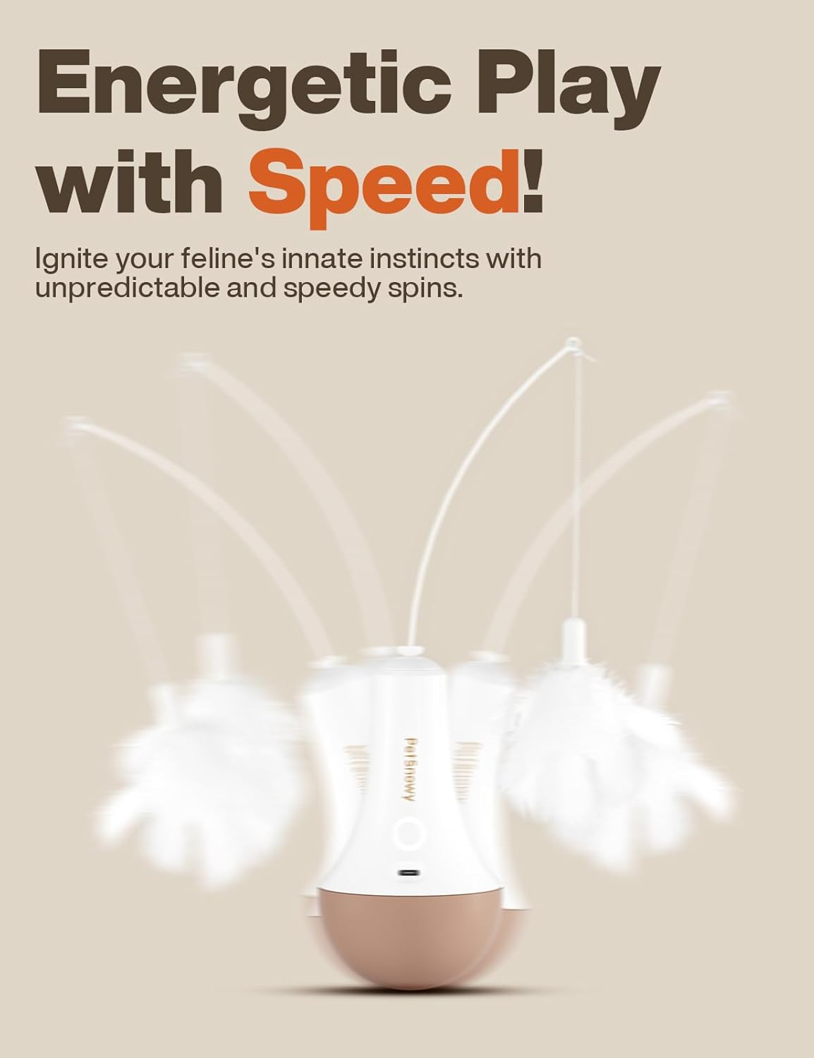 Interactive Cat Toy for Domestic Cats, Ultra Quiet Automatic Cat Toy with Random Movement, Interactive Cat Feather Toy for Active Cats, Automatic off Timer, Again image number 2