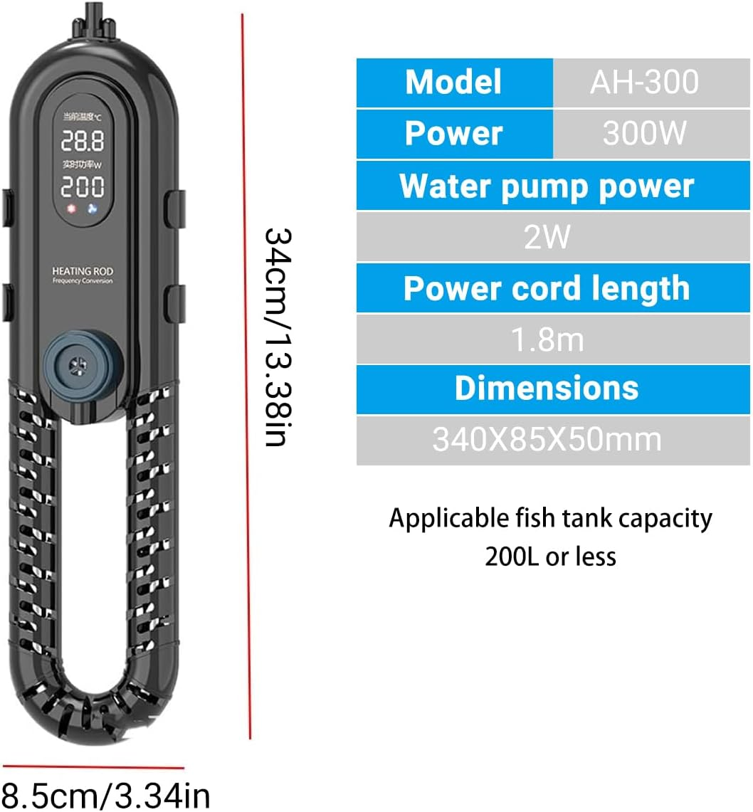 AIMALL Sensen Fish Tank Heating Rod, Automatic Constant Temperature Aquarium Heater, Frequency Conversion, Power-Saving, Explosion-Proof, 13.4X3.35X1.97 Inches