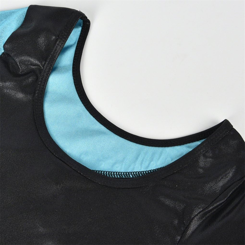 Long Sleeve Shiny Waves Metallic Athletic Dance Gymnastics Leotard Girls image number 4